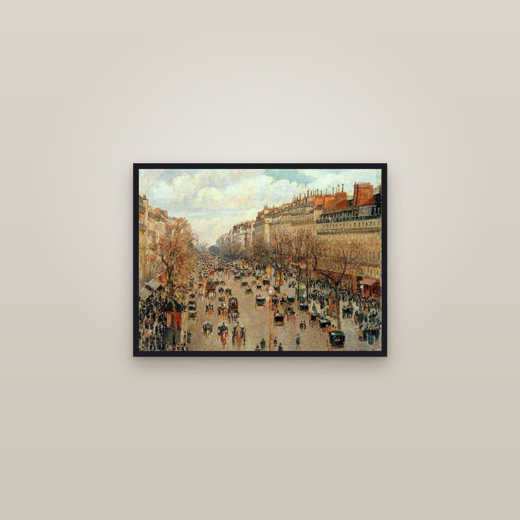 Boulevard Montmartre, Afternoon Sun (Full) — Full-Bleed Edition — framed in a gallery setting