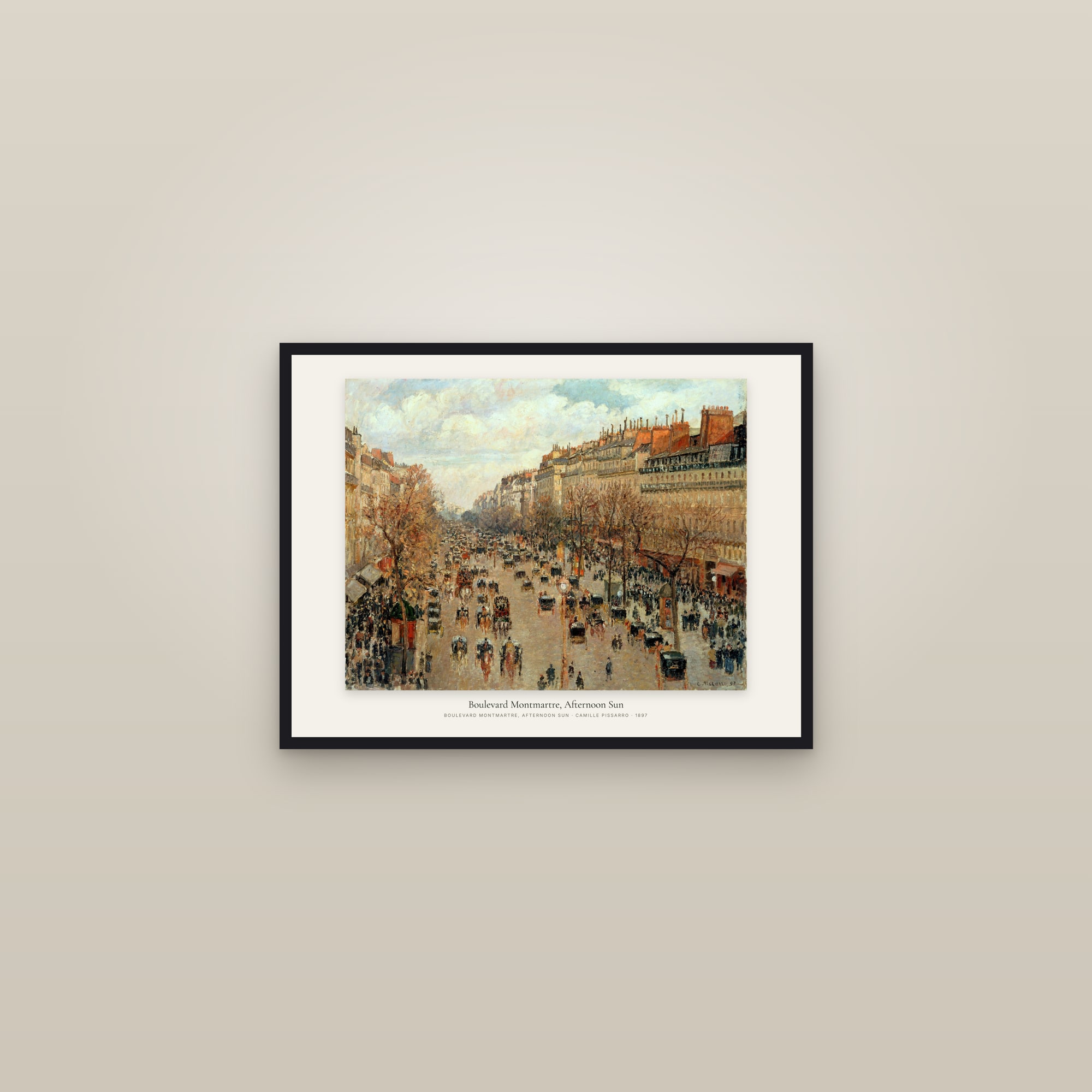 Boulevard Montmartre, Afternoon Sun — framed in a gallery setting