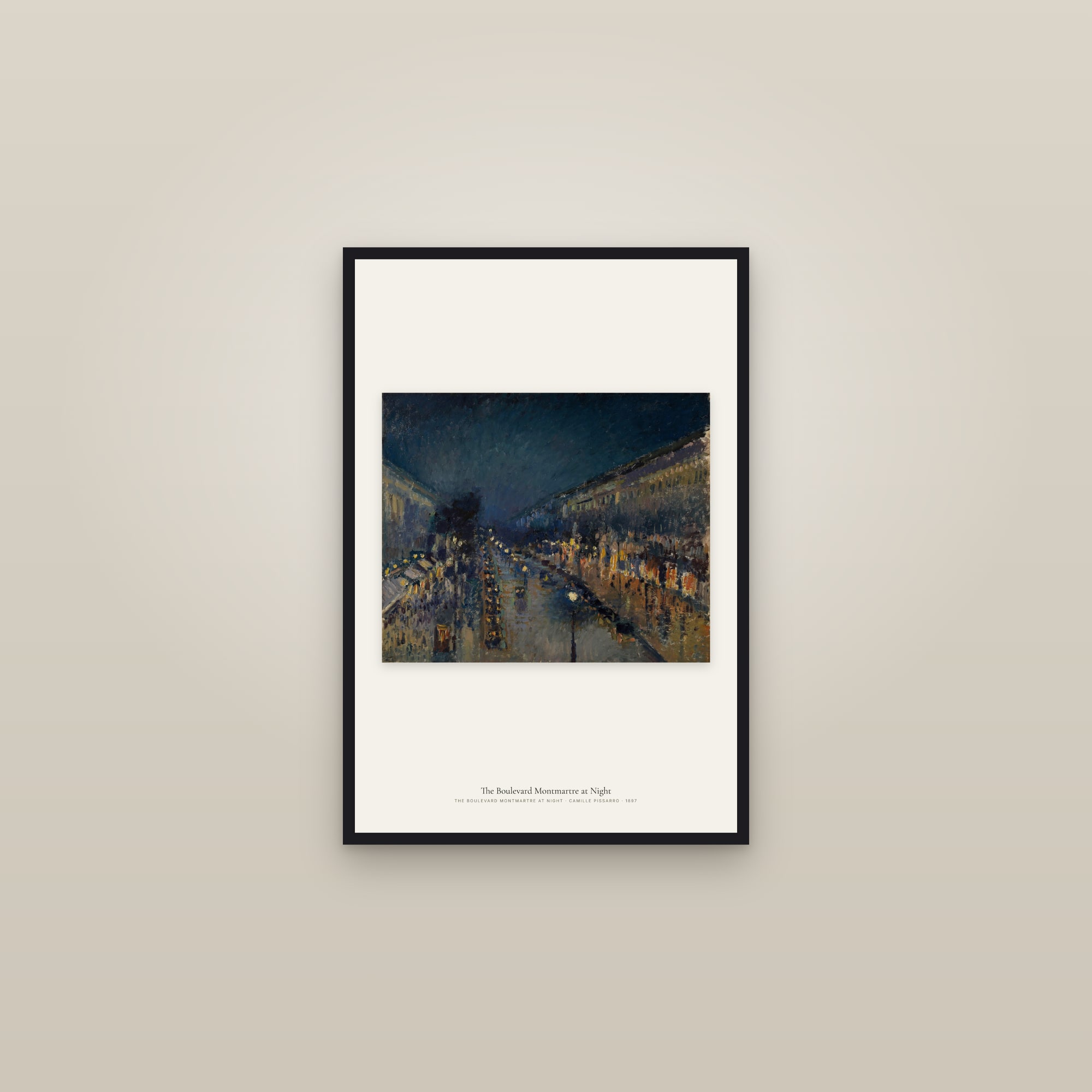 The Boulevard Montmartre at Night — framed in a gallery setting