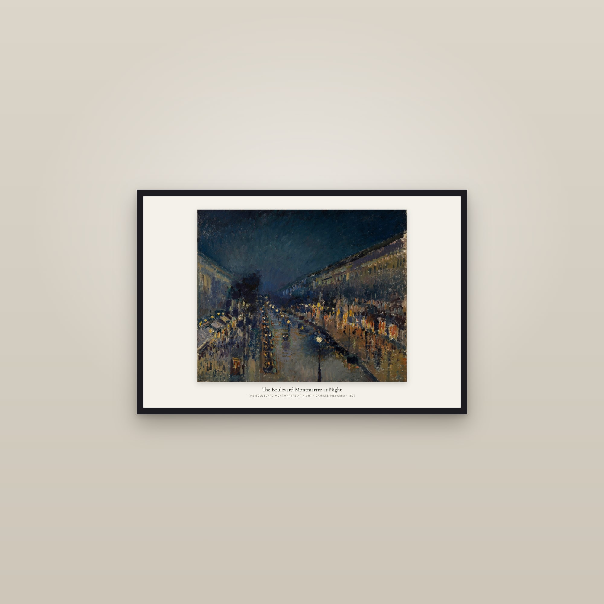 The Boulevard Montmartre at Night — framed in a gallery setting