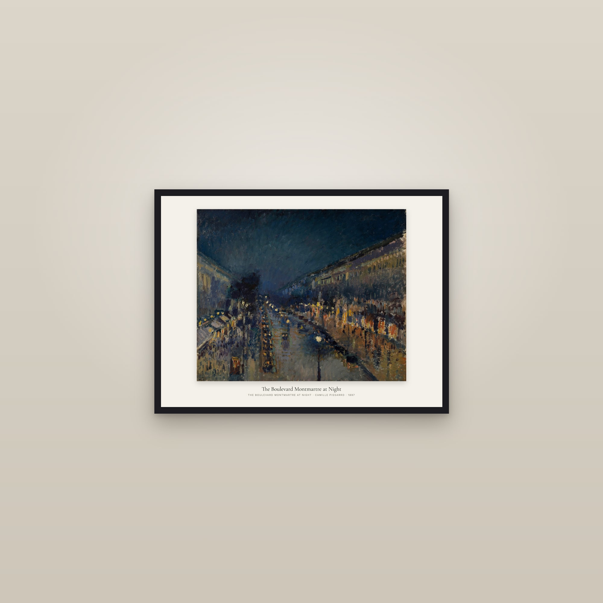 The Boulevard Montmartre at Night — framed in a gallery setting