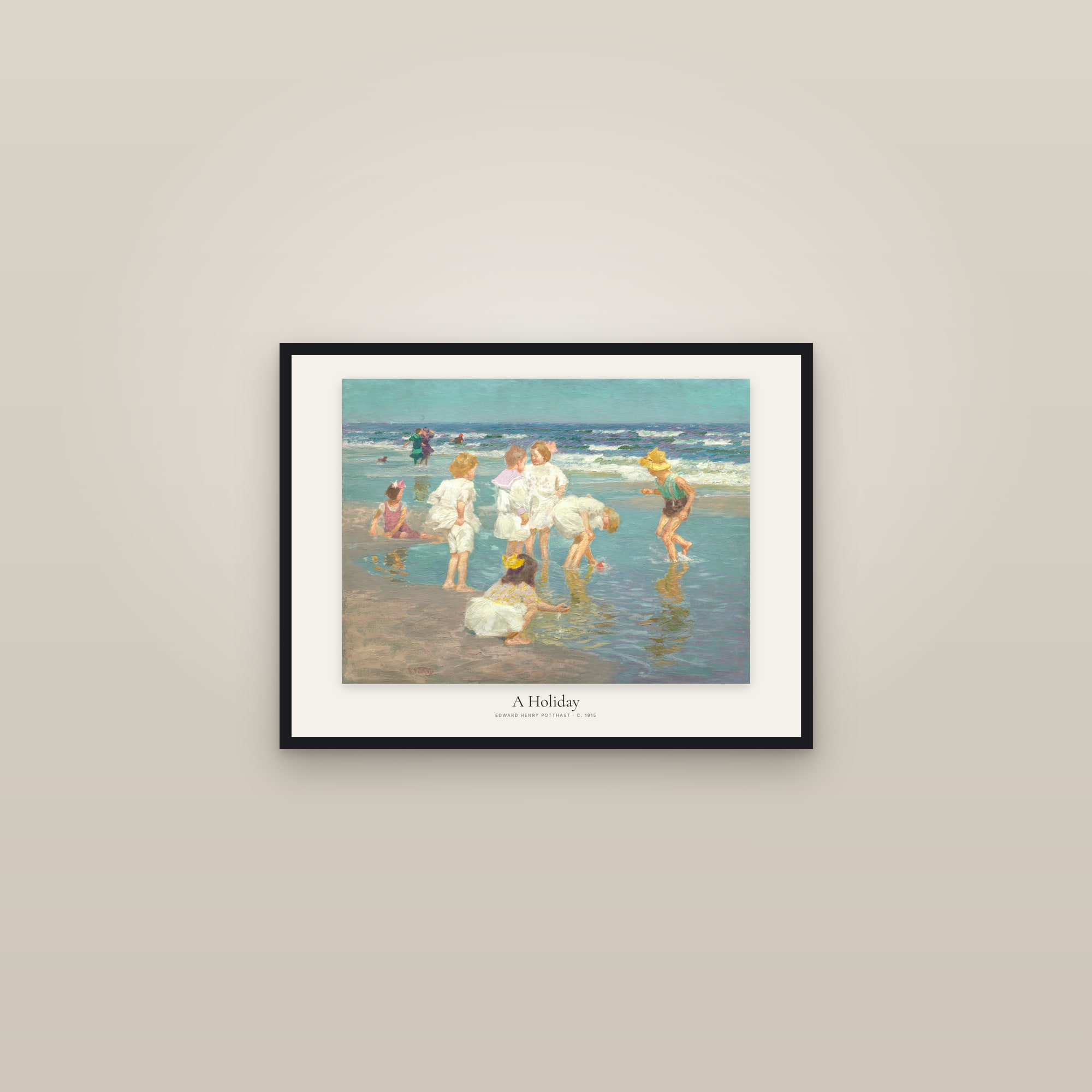 A Holiday — framed in a gallery setting