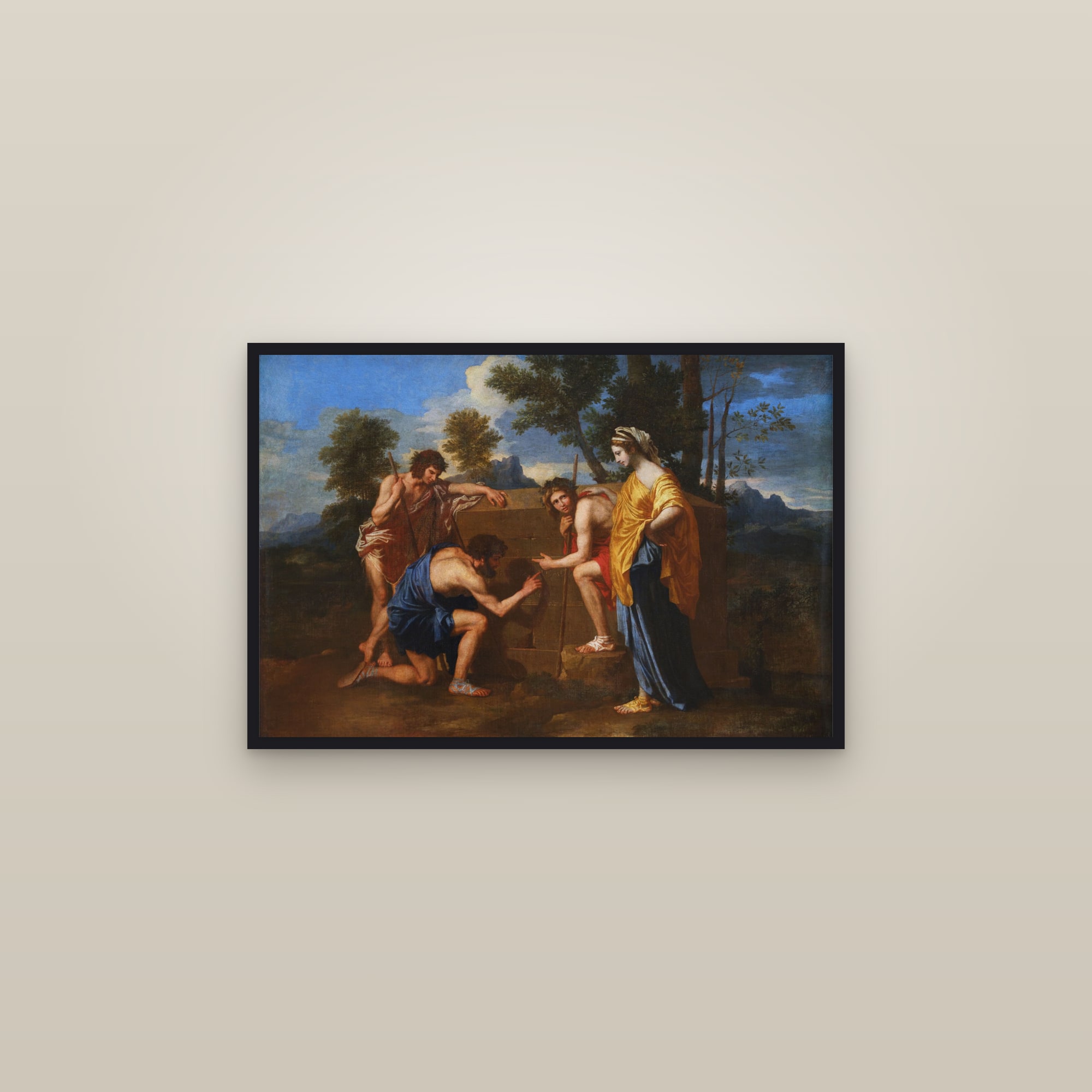 Et in Arcadia ego (The Arcadian Shepherds) (Full) — Full-Bleed Edition — framed in a gallery setting