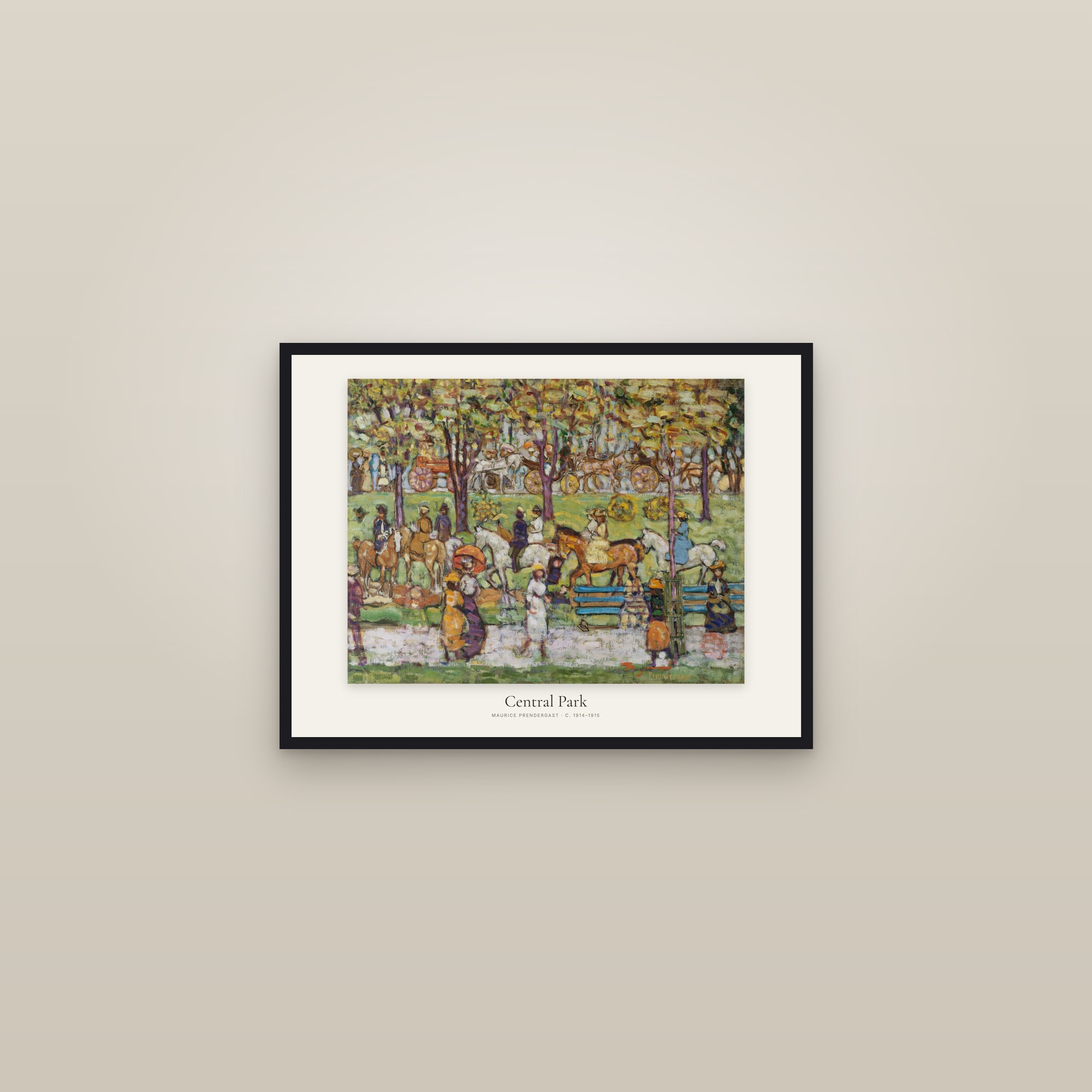 Central Park — framed in a gallery setting