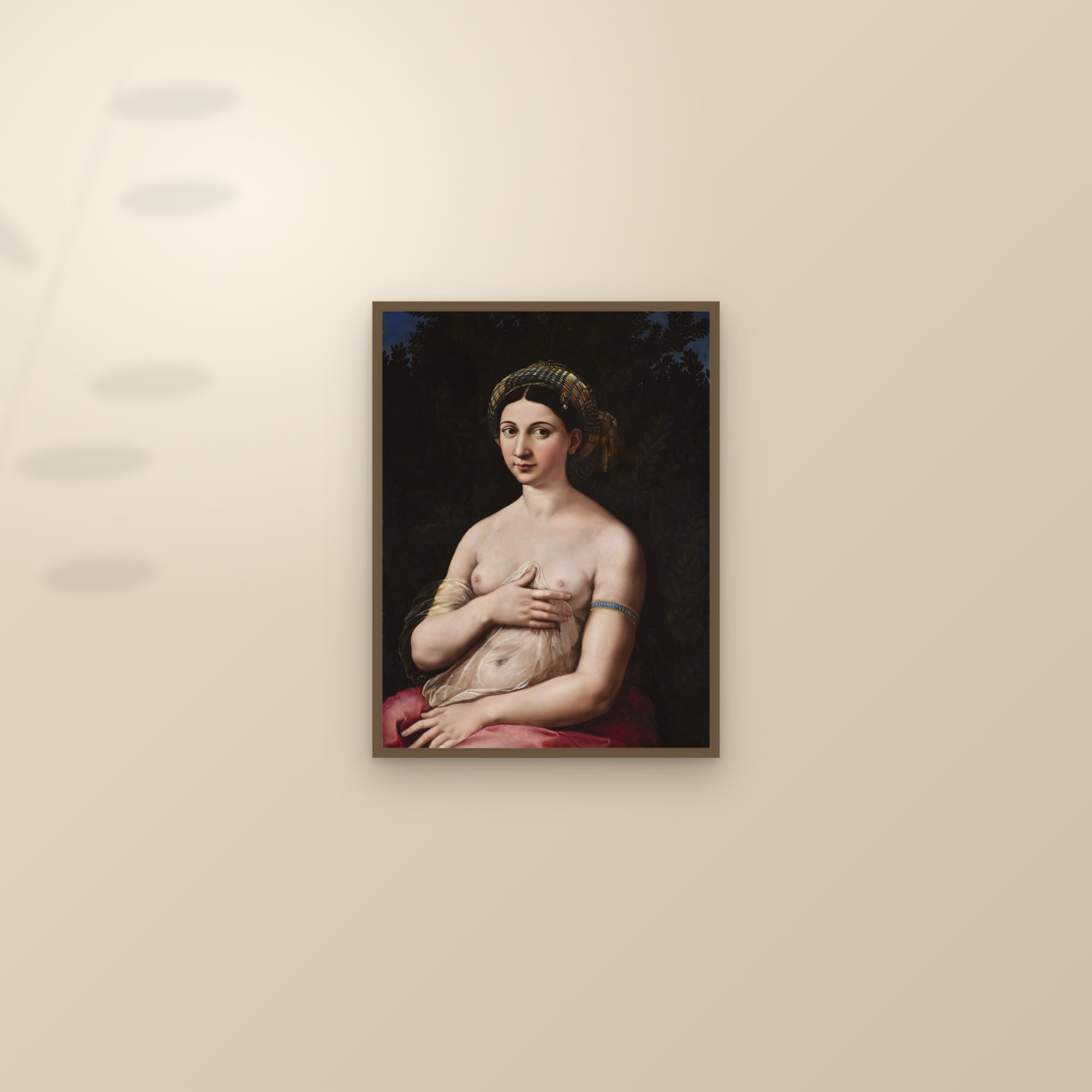 La Fornarina (Full) — Full-Bleed Edition — framed and styled on a sunlit wall