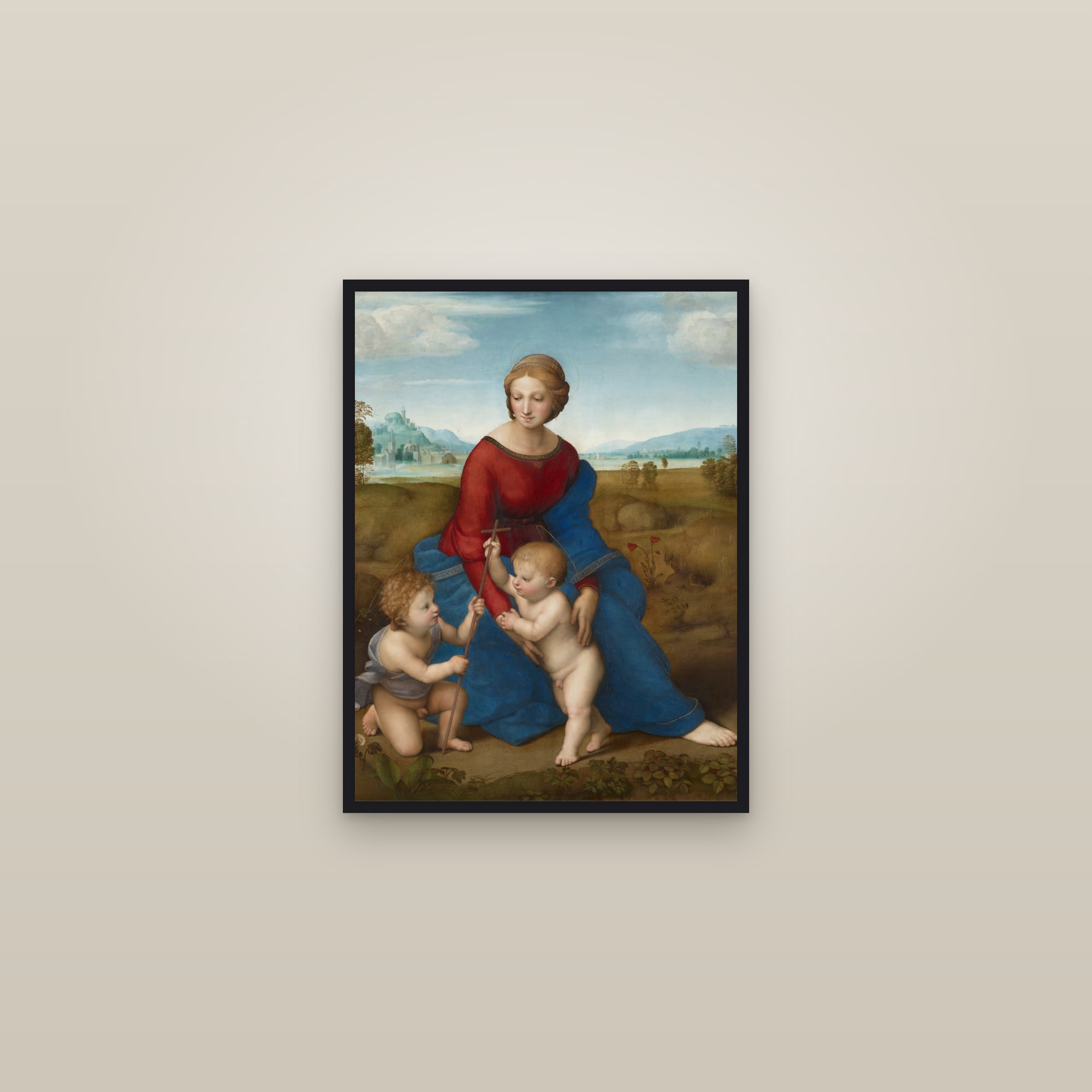 Madonna of the Meadow (Full) — Full-Bleed Edition — framed in a gallery setting