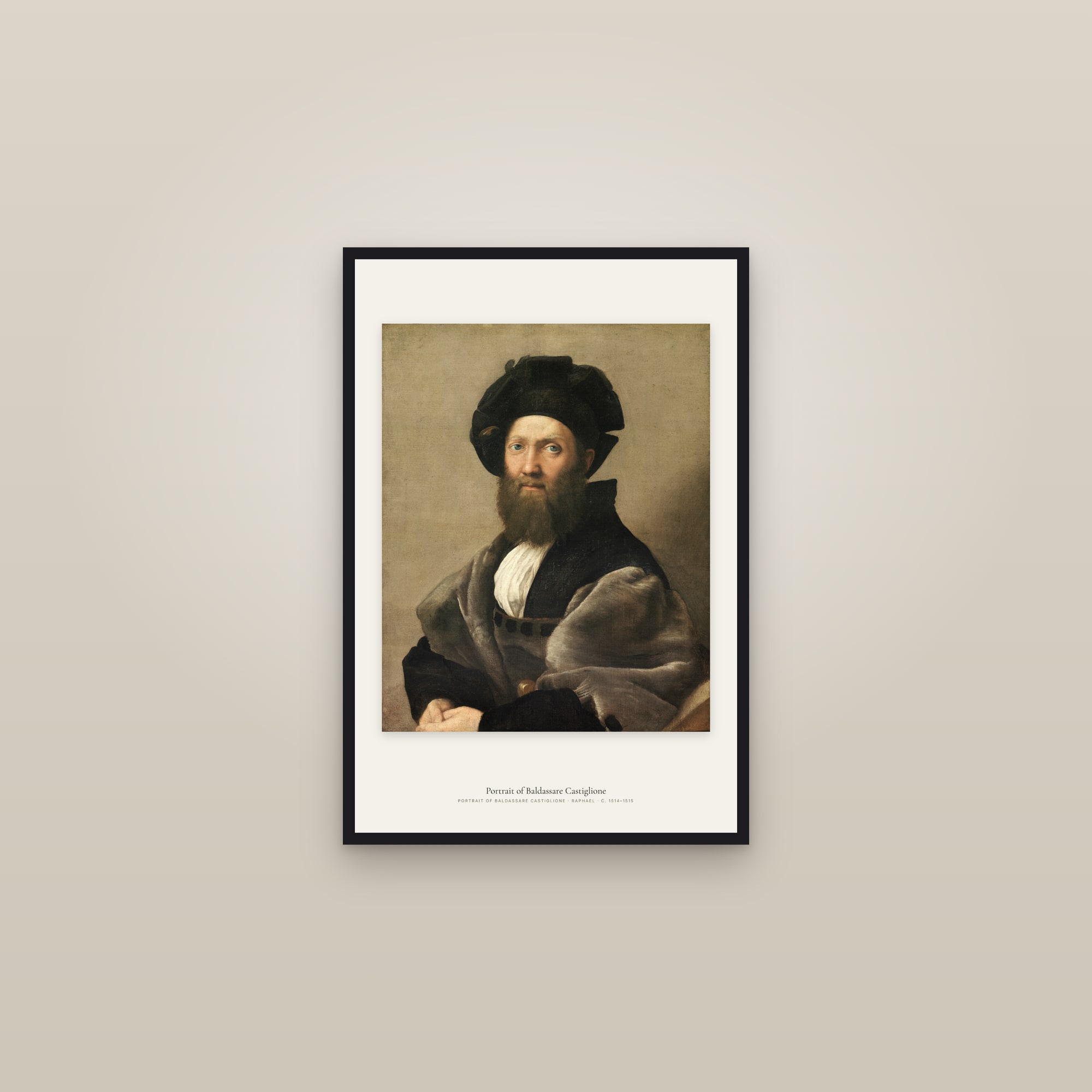 Portrait of Baldassare Castiglione — framed in a gallery setting