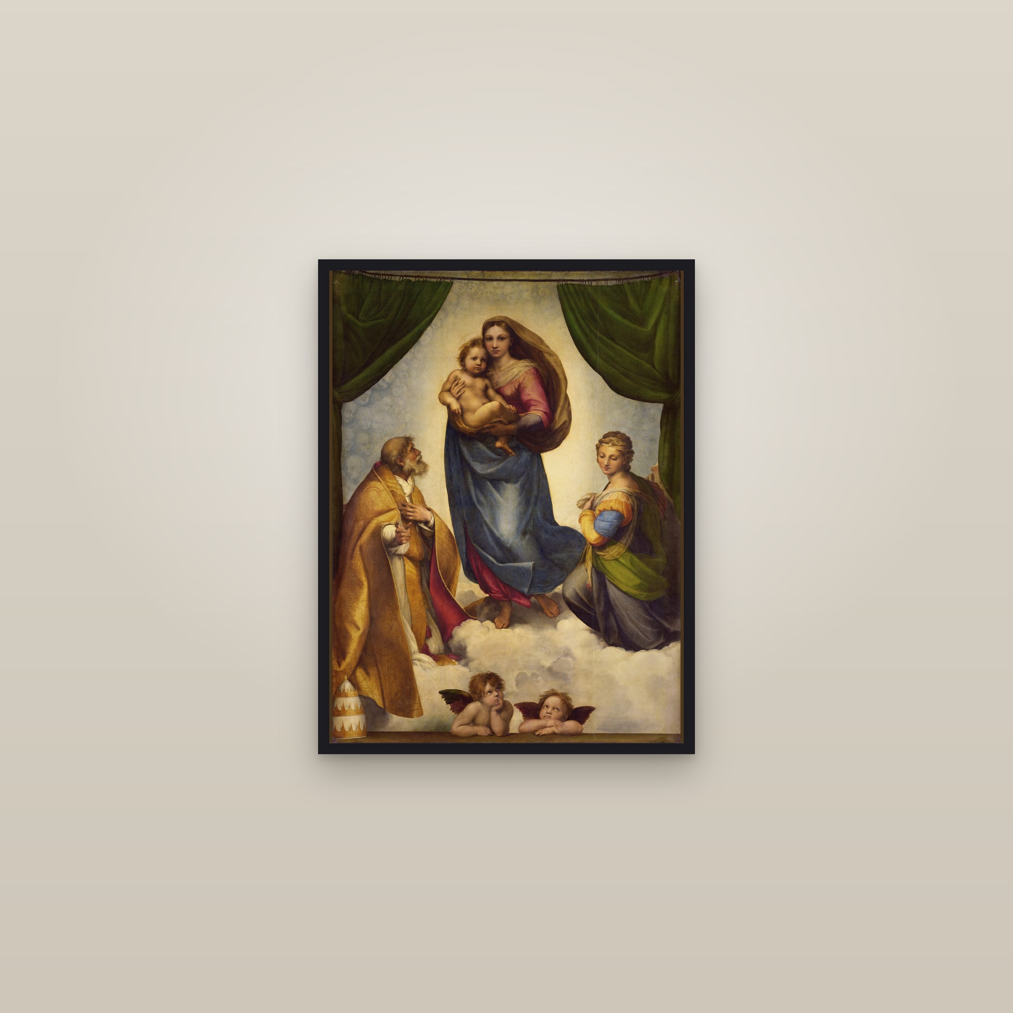 The Sistine Madonna (Full) — Full-Bleed Edition — framed in a gallery setting