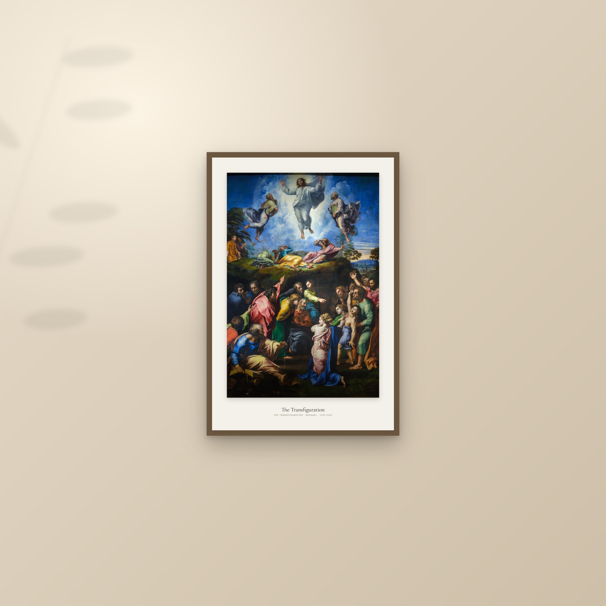 The Transfiguration — framed and styled on a sunlit wall