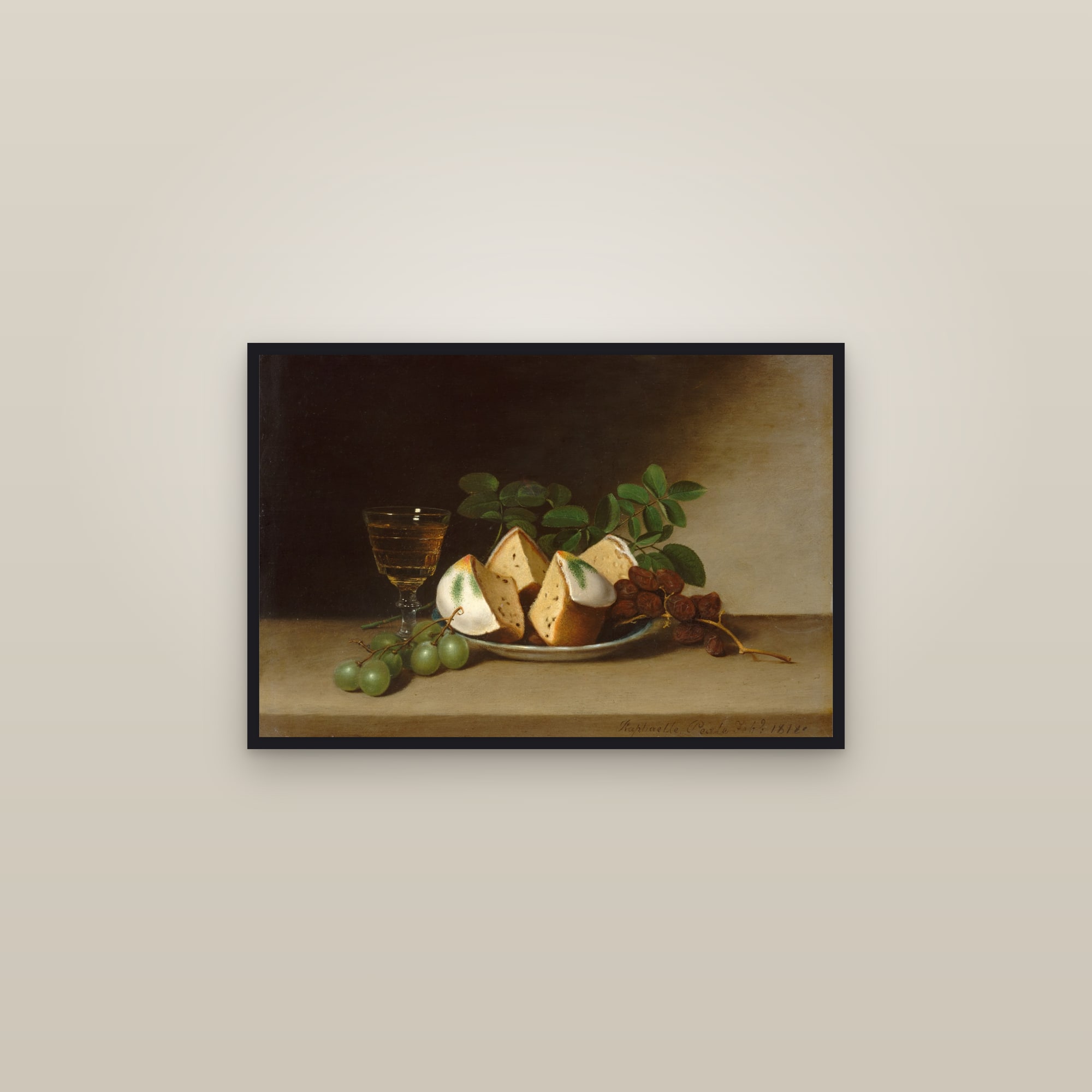 Still Life with Cake (Full) — Full-Bleed Edition — framed in a gallery setting