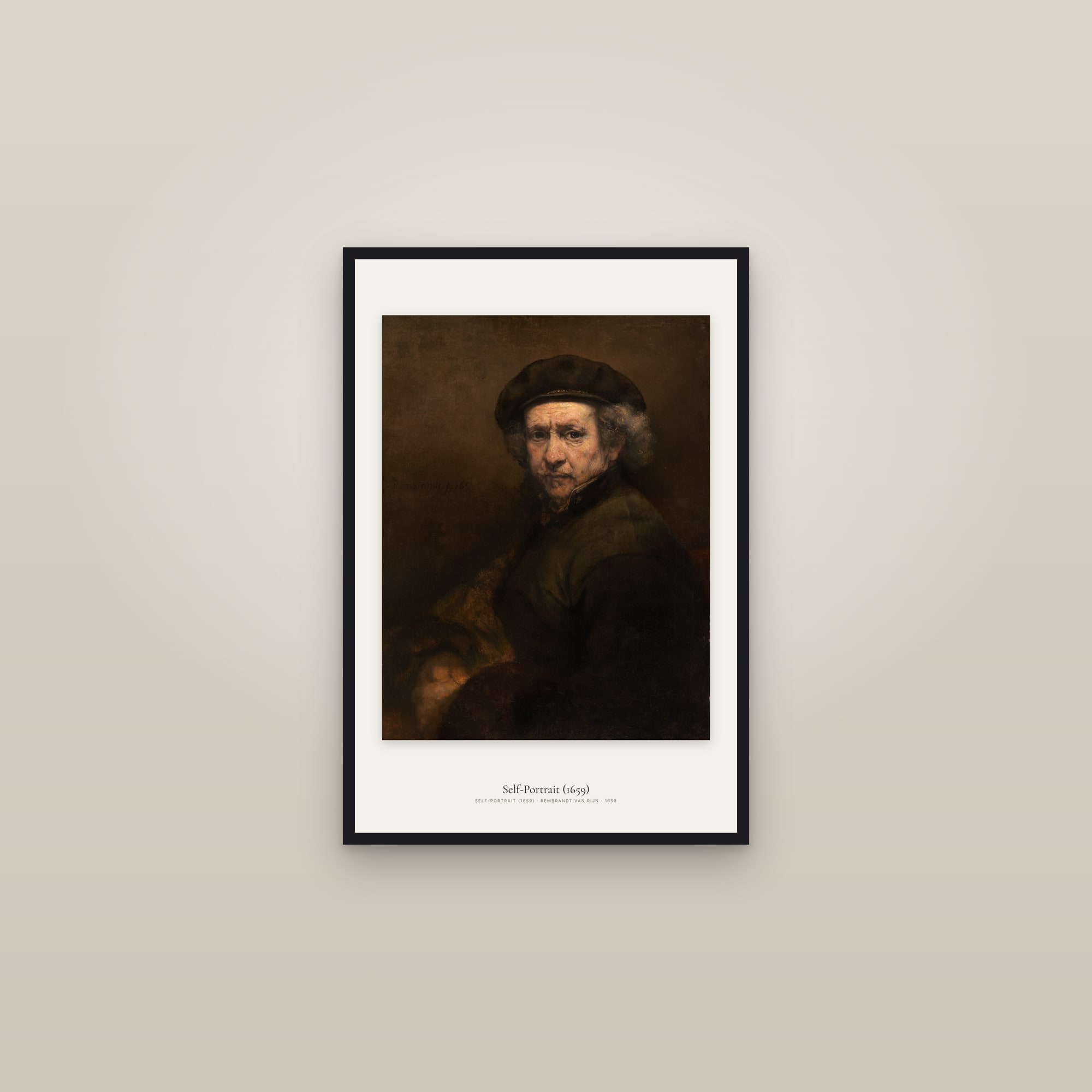 Self-Portrait (1659) — framed in a gallery setting