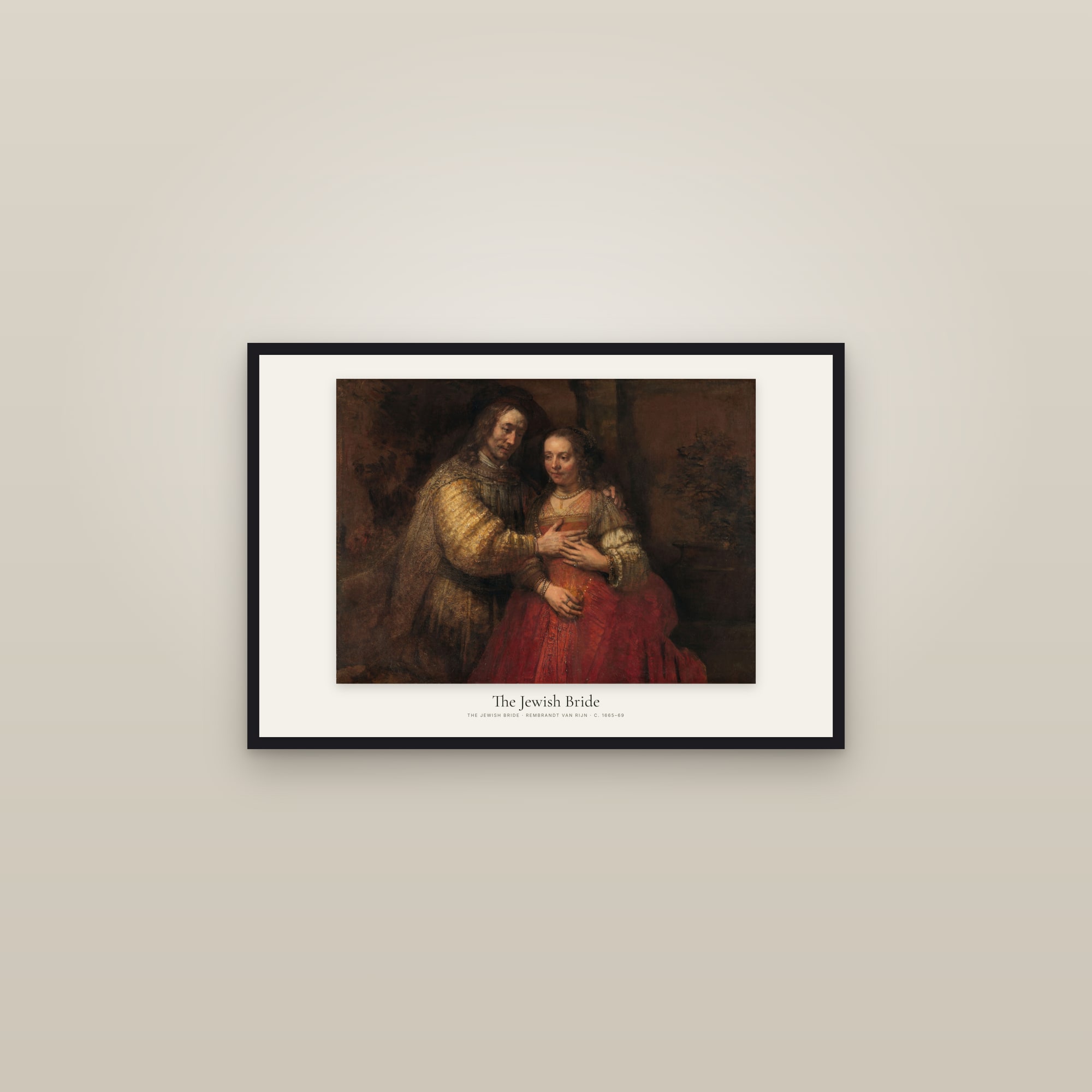 The Jewish Bride — framed in a gallery setting