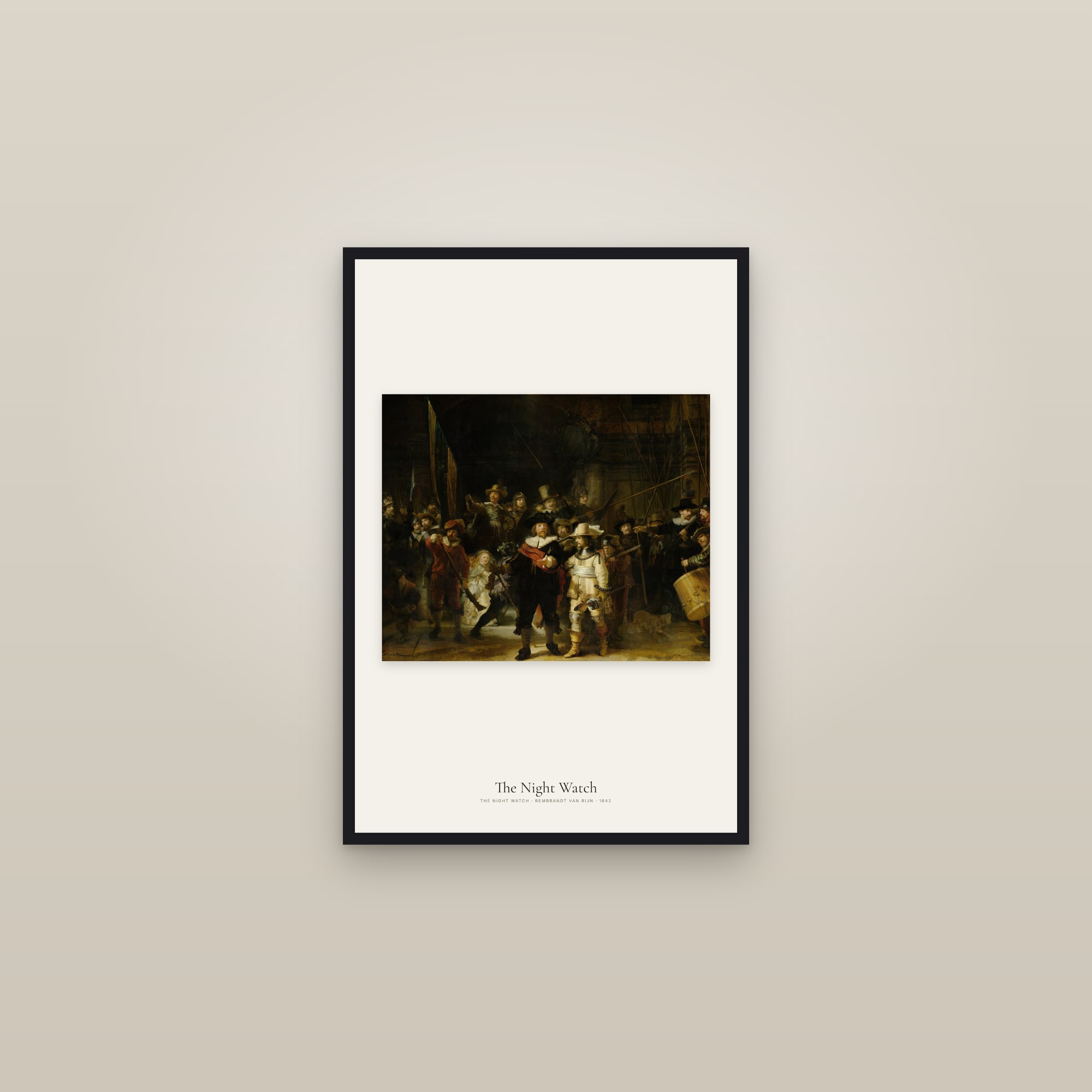 The Night Watch — framed in a gallery setting