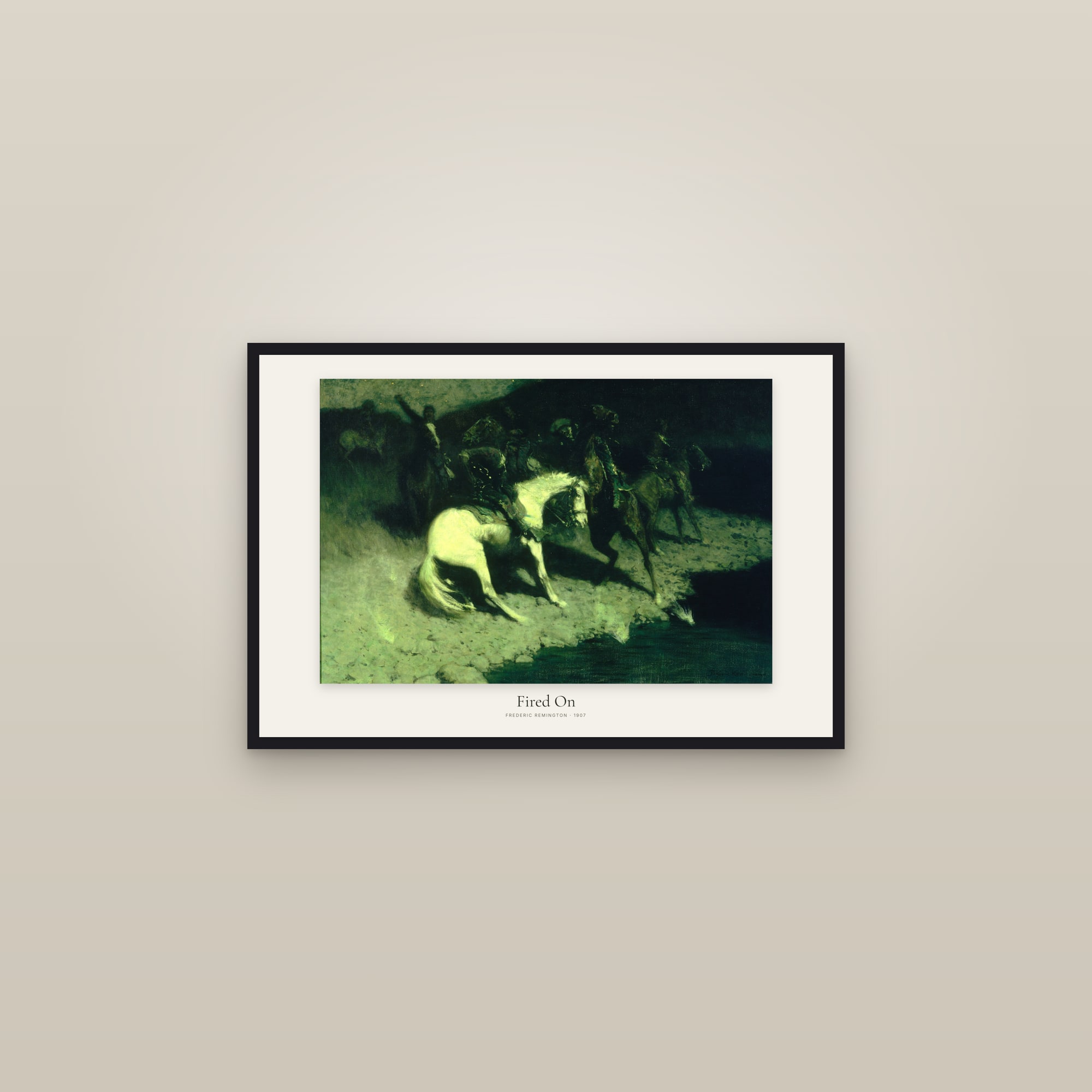 Fired On — framed in a gallery setting