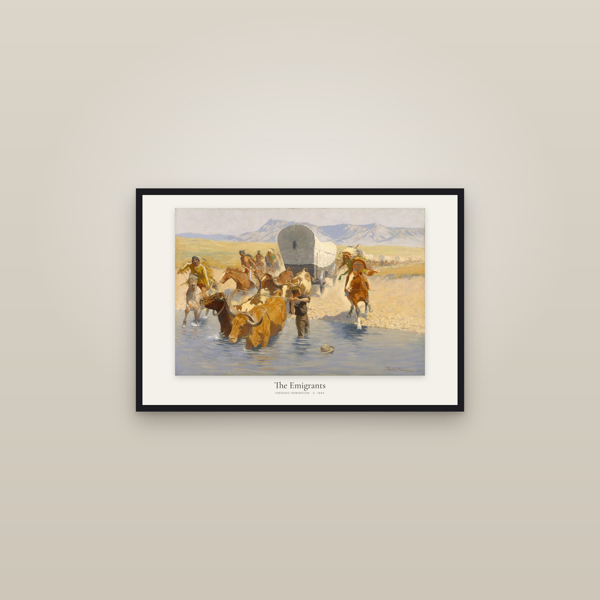 The Emigrants — framed in a gallery setting