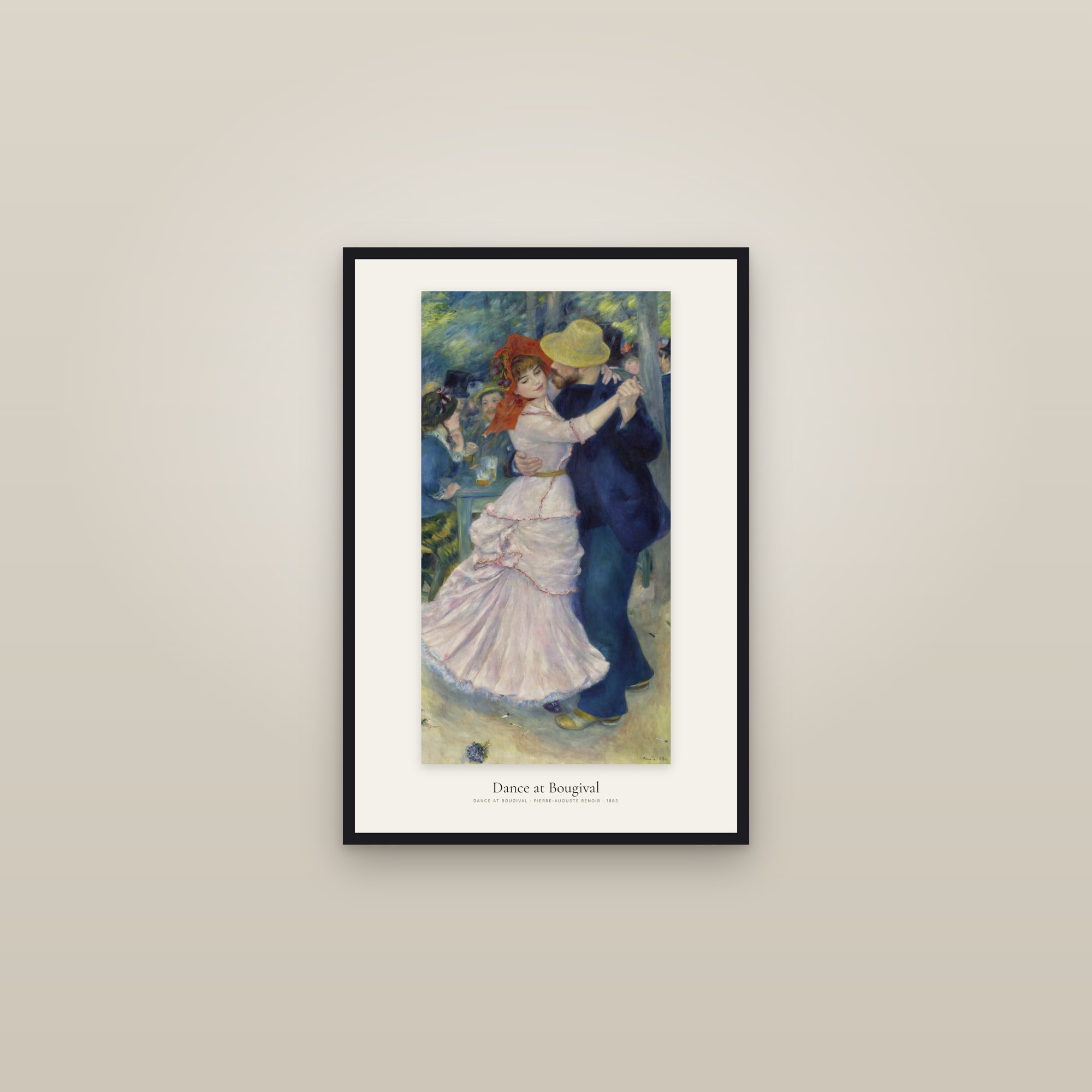 Dance at Bougival — framed in a gallery setting