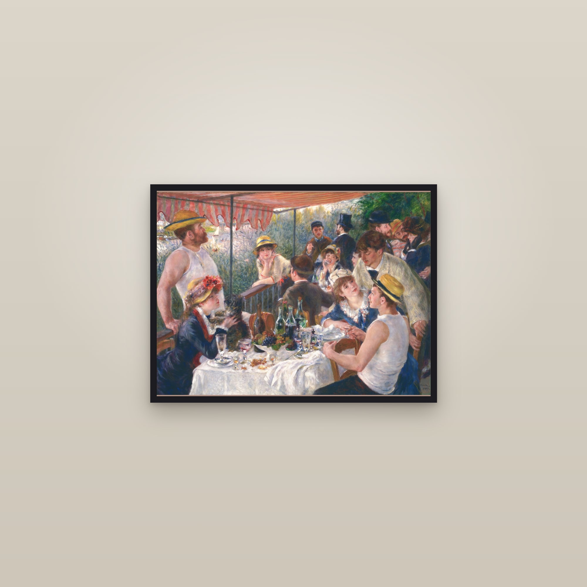 Luncheon of the Boating Party (Full) — Full-Bleed Edition — framed in a gallery setting