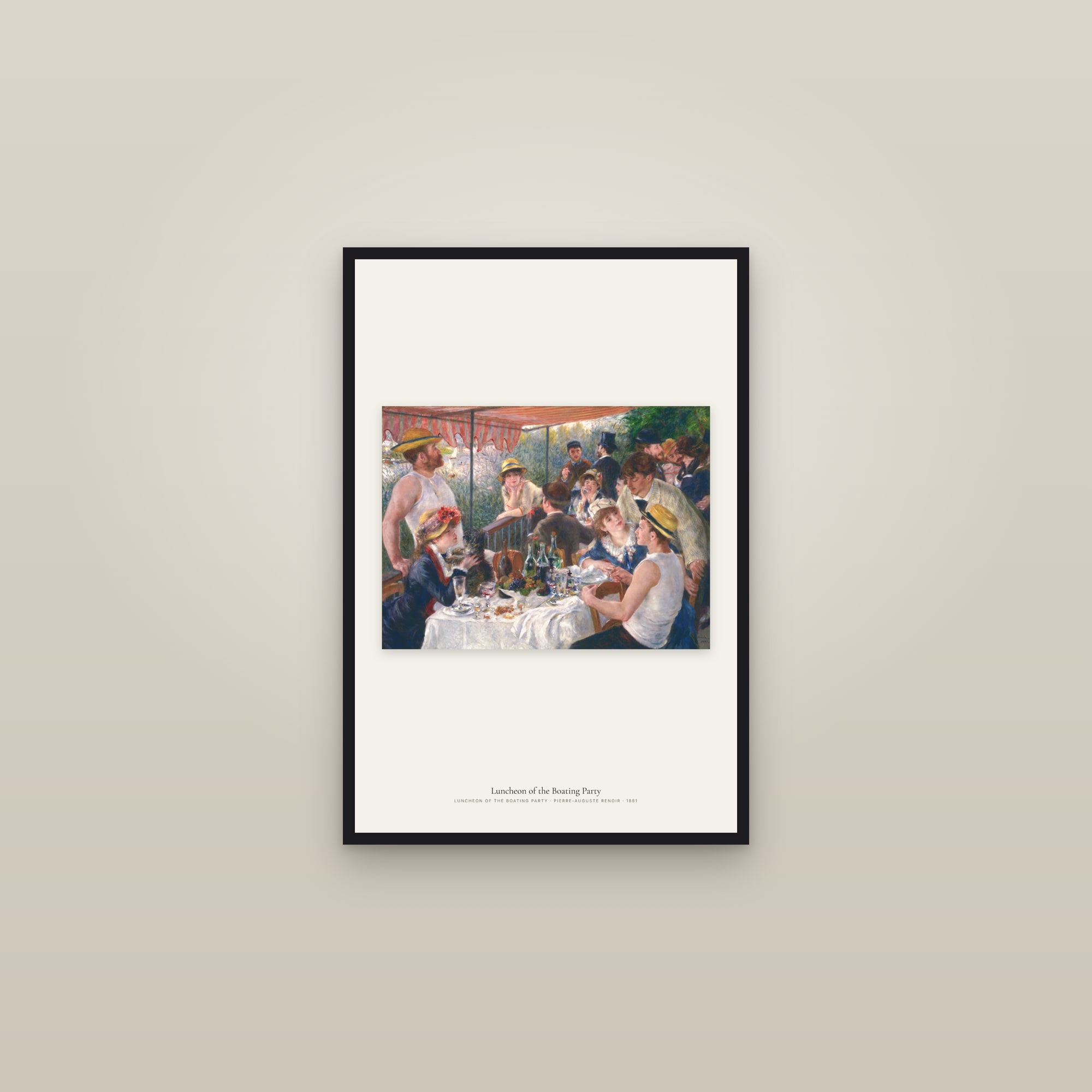Luncheon of the Boating Party — framed in a gallery setting