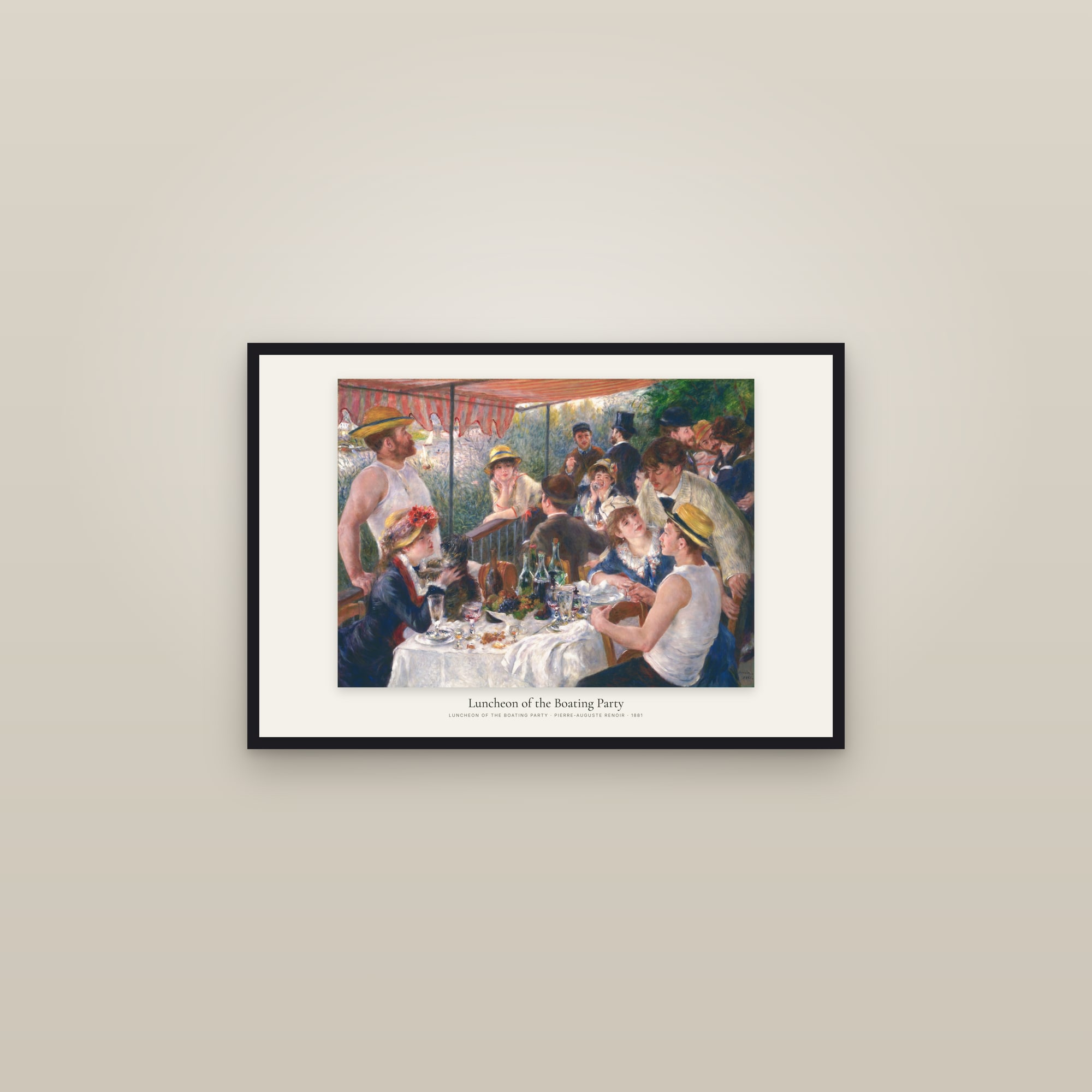 Luncheon of the Boating Party — framed in a gallery setting
