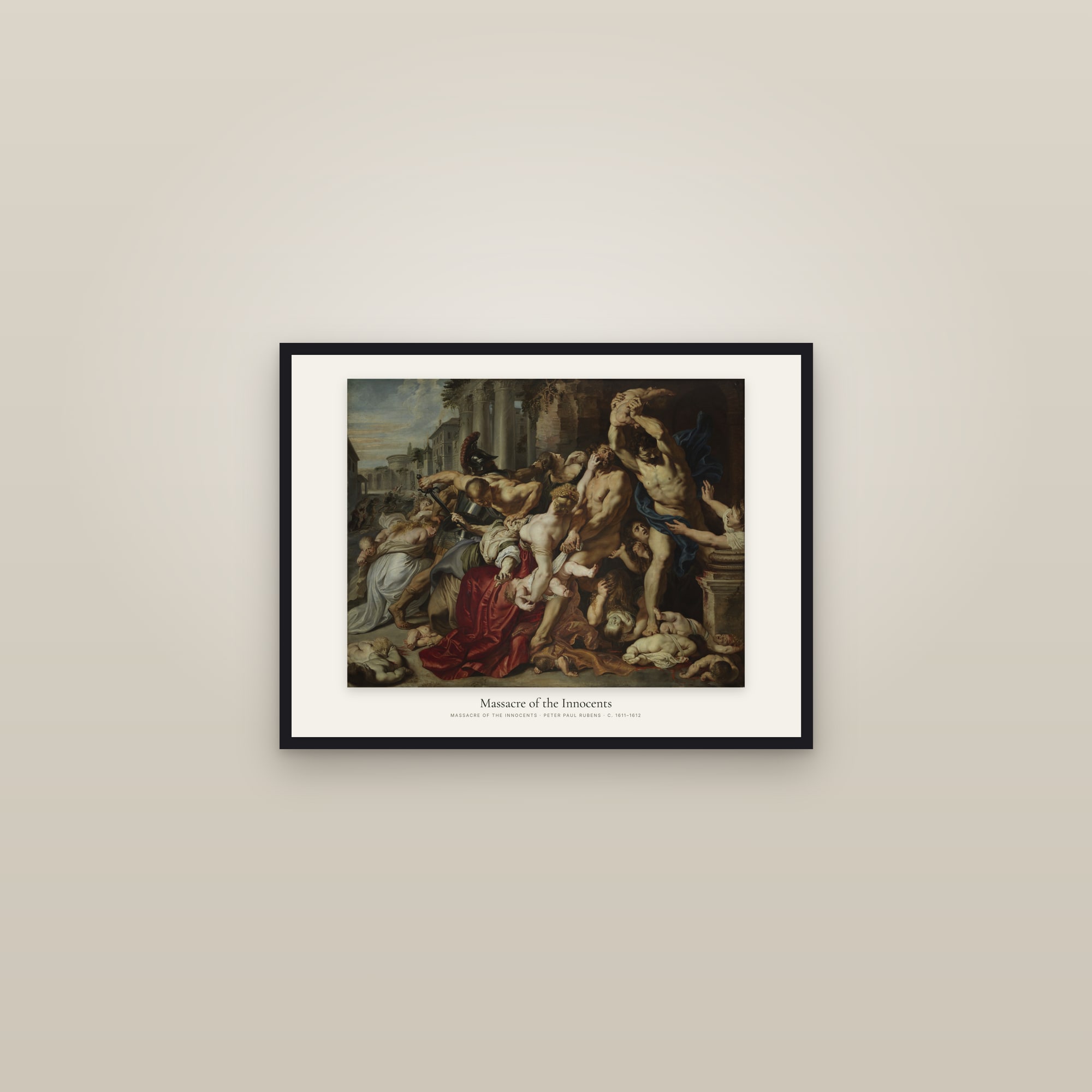 Massacre of the Innocents — framed in a gallery setting