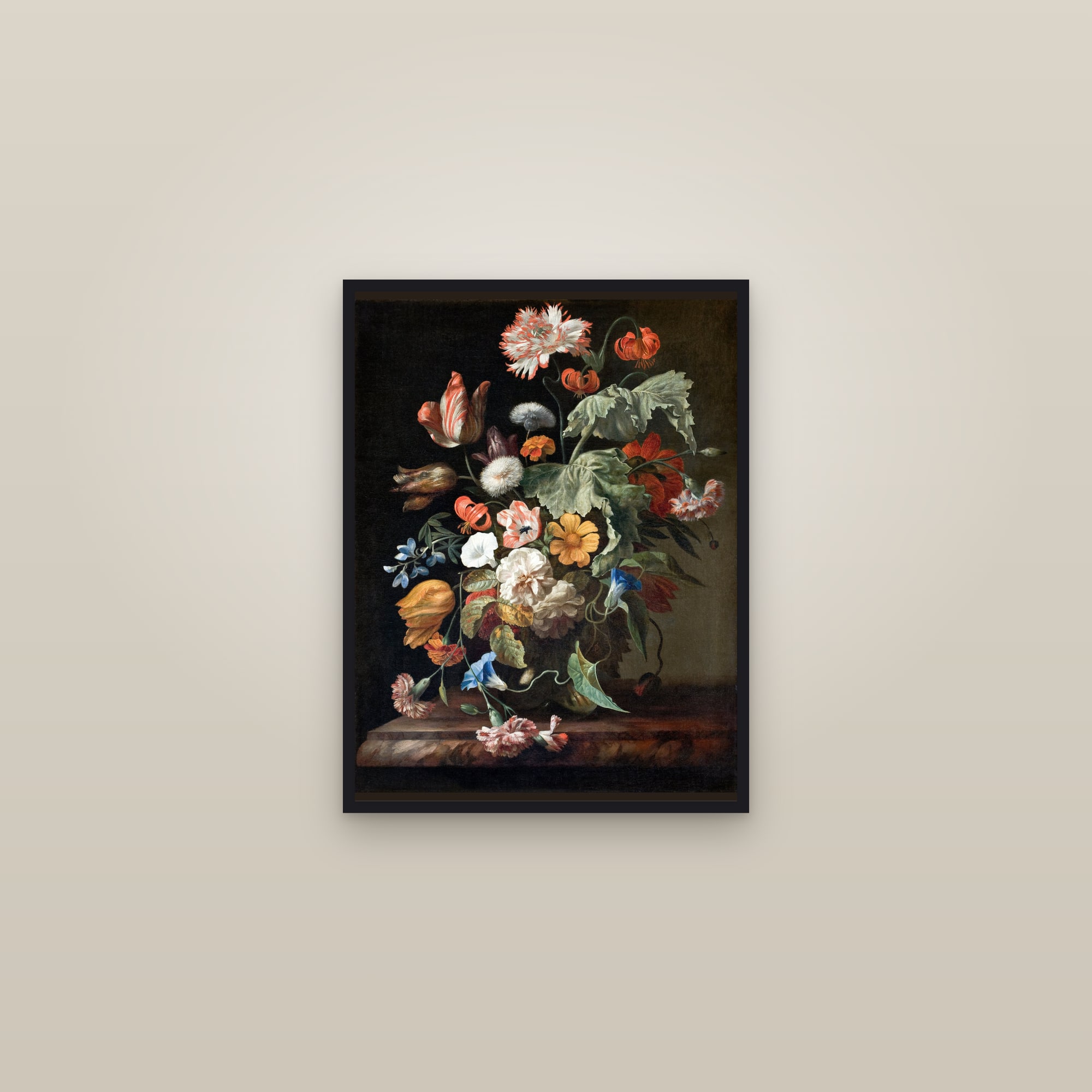 Still Life with Flowers (Full) — Full-Bleed Edition — framed in a gallery setting