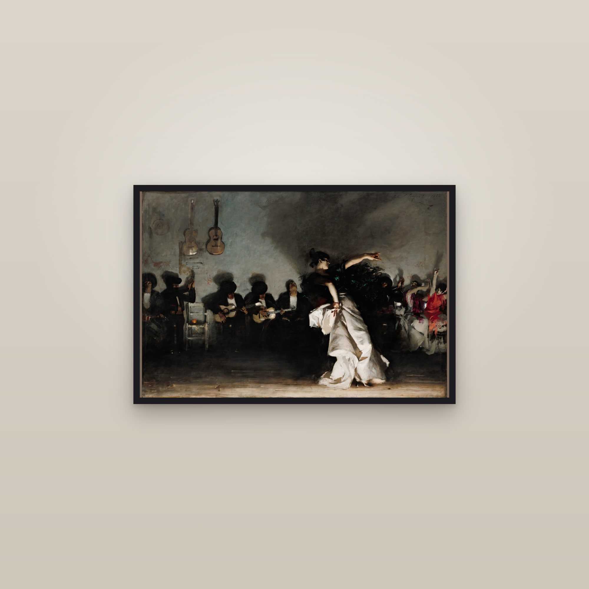 El Jaleo (Full) — Full-Bleed Edition — framed in a gallery setting