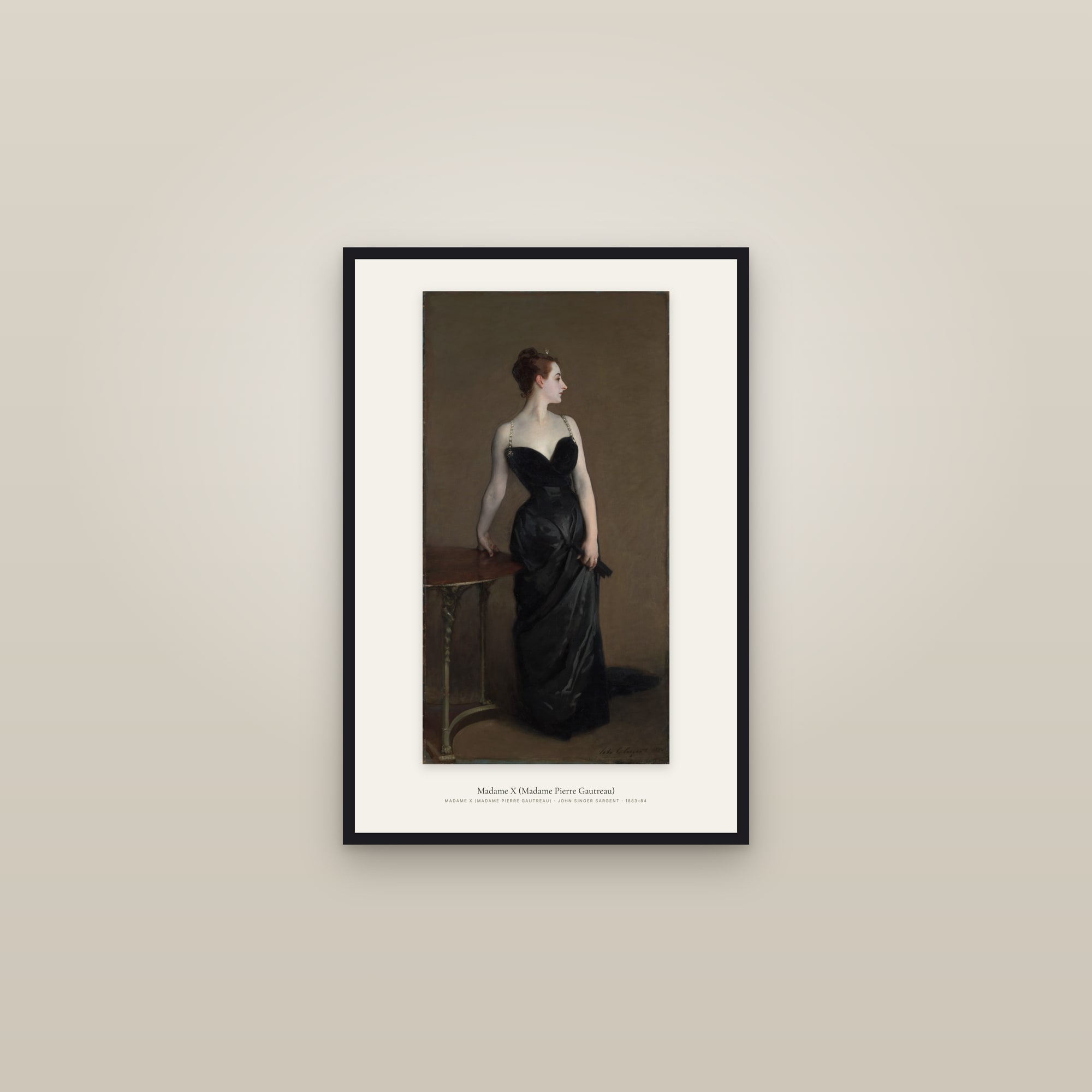 Madame X (Madame Pierre Gautreau) — framed in a gallery setting