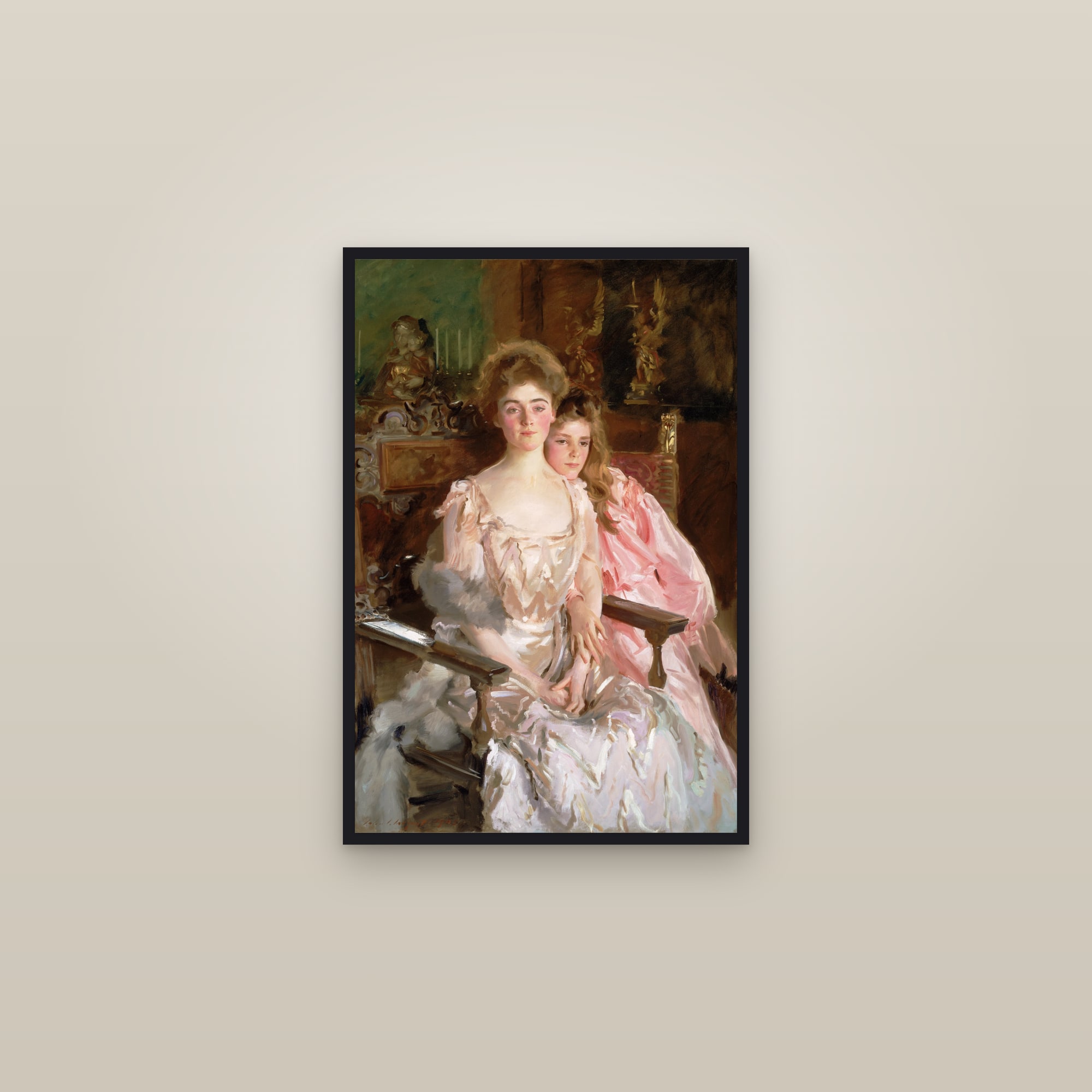 Mrs. Fiske Warren (Gretchen Osgood) and Her Daughter Rachel (Full) — Full-Bleed Edition — framed in a gallery setting