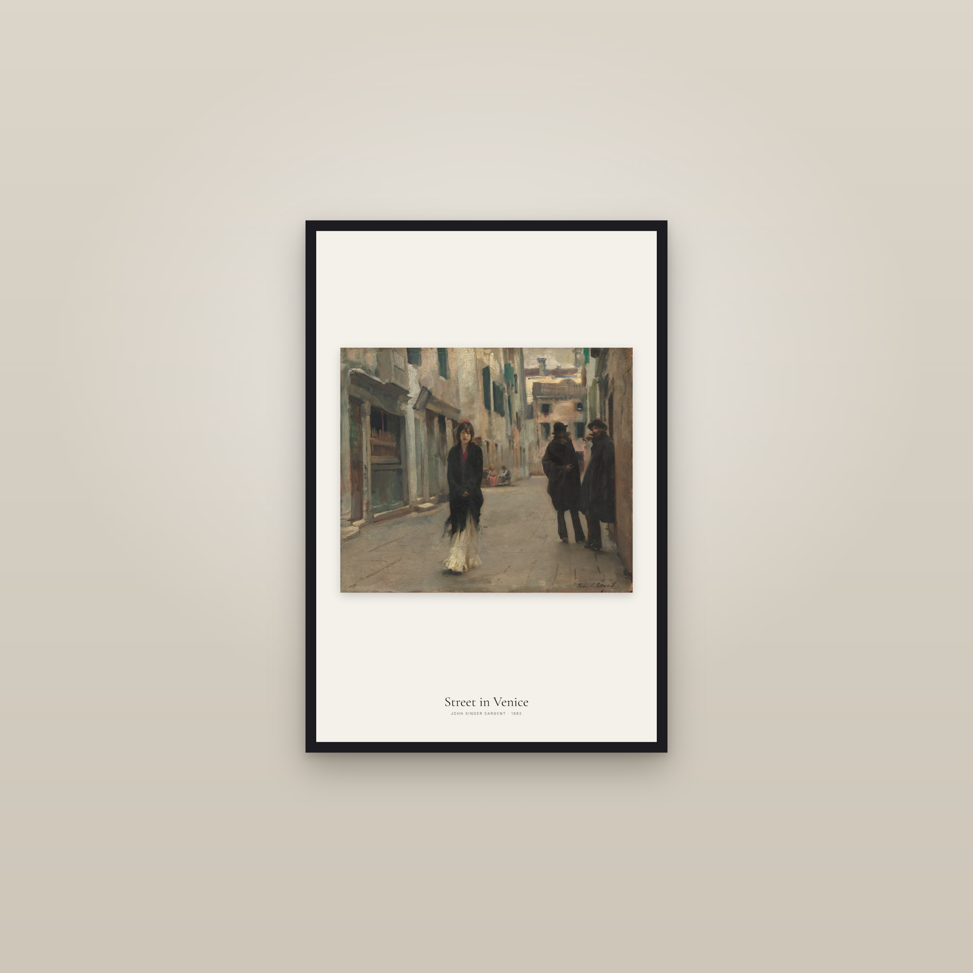Street in Venice — framed in a gallery setting