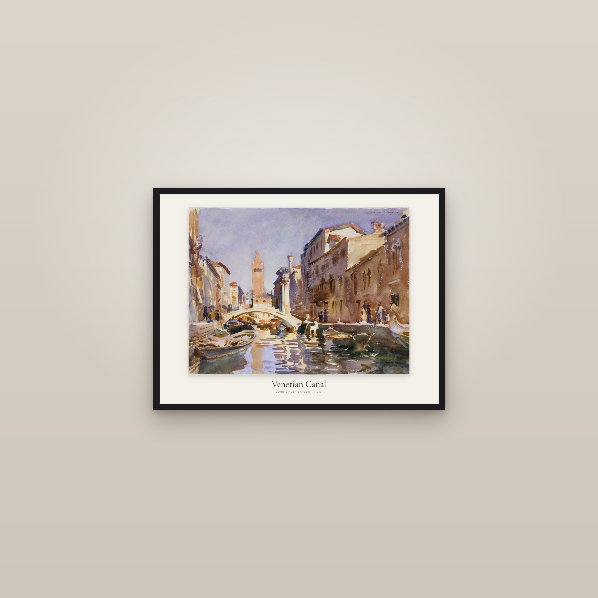 Venetian Canal — framed in a gallery setting