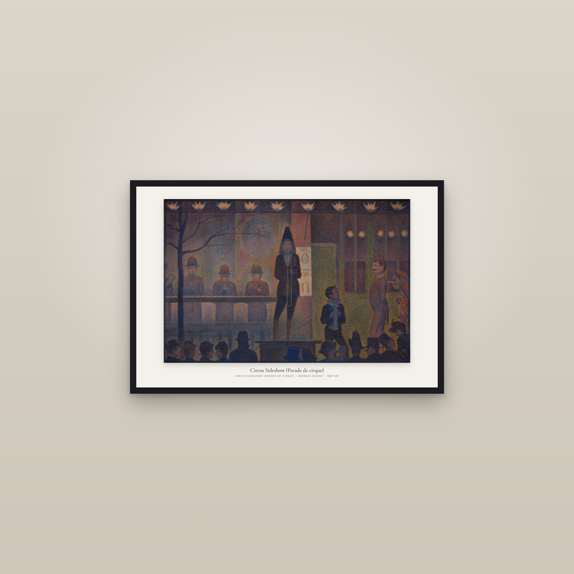 Circus Sideshow (Parade de cirque) — framed in a gallery setting