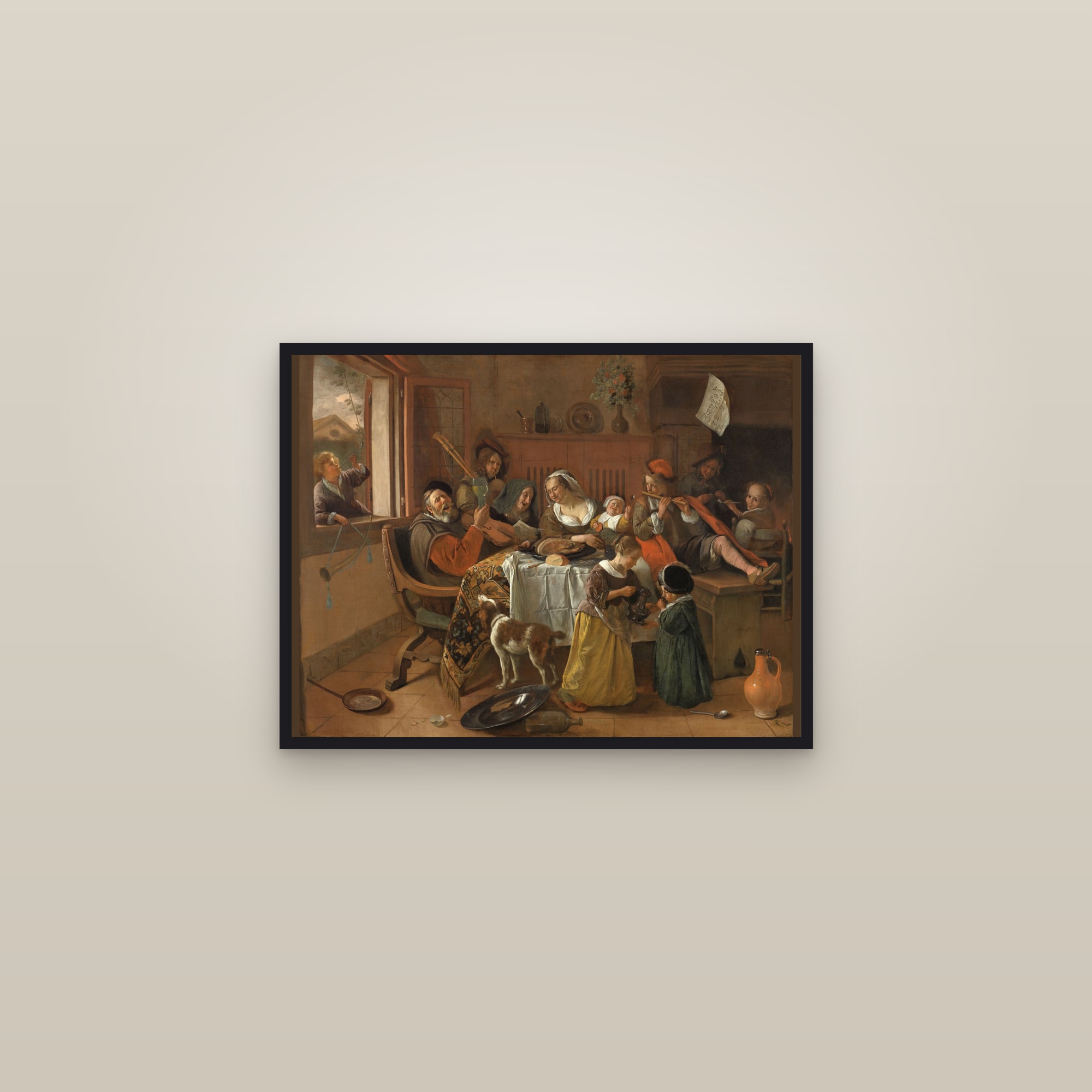 The Merry Family (Full) — Full-Bleed Edition — framed in a gallery setting