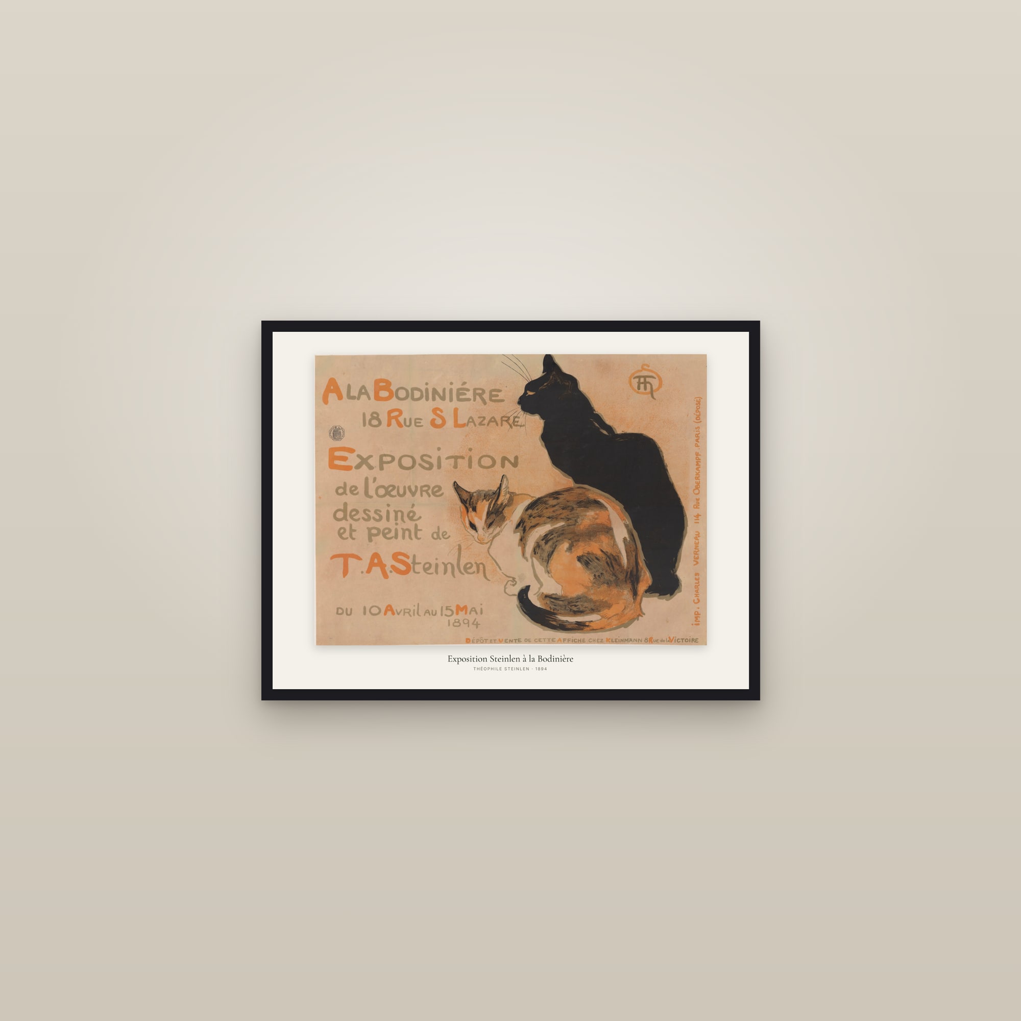 Exposition Steinlen à la Bodinière — framed in a gallery setting