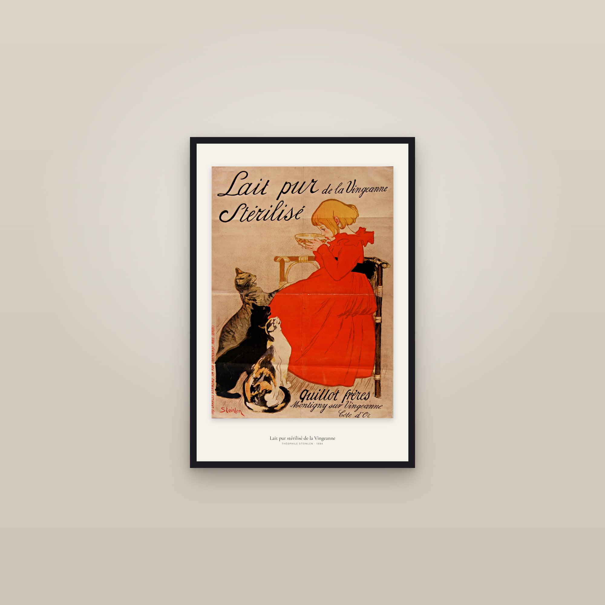 Lait pur stérilisé de la Vingeanne — framed in a gallery setting