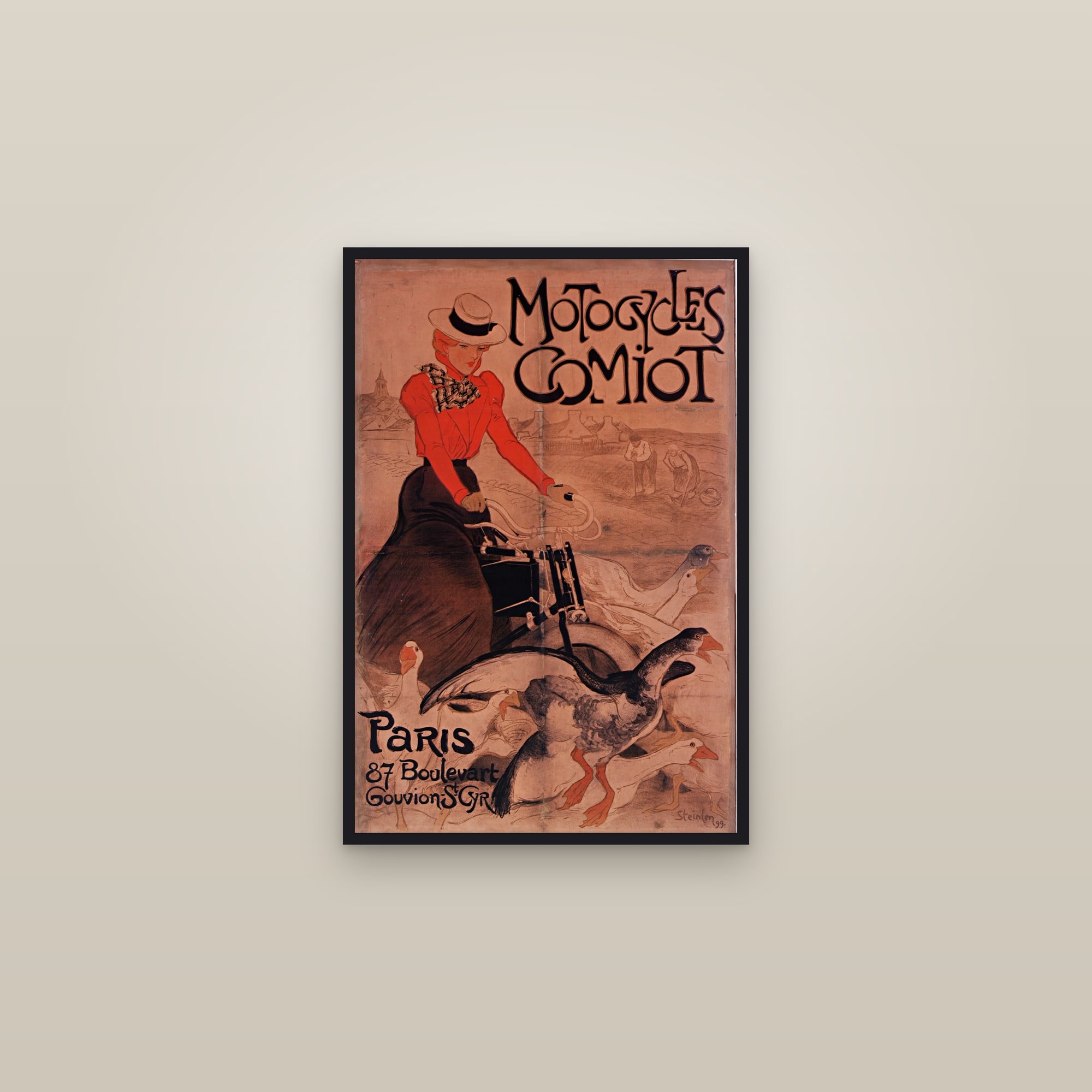 Motocycles Comiot (Full) — Full-Bleed Edition — framed in a gallery setting