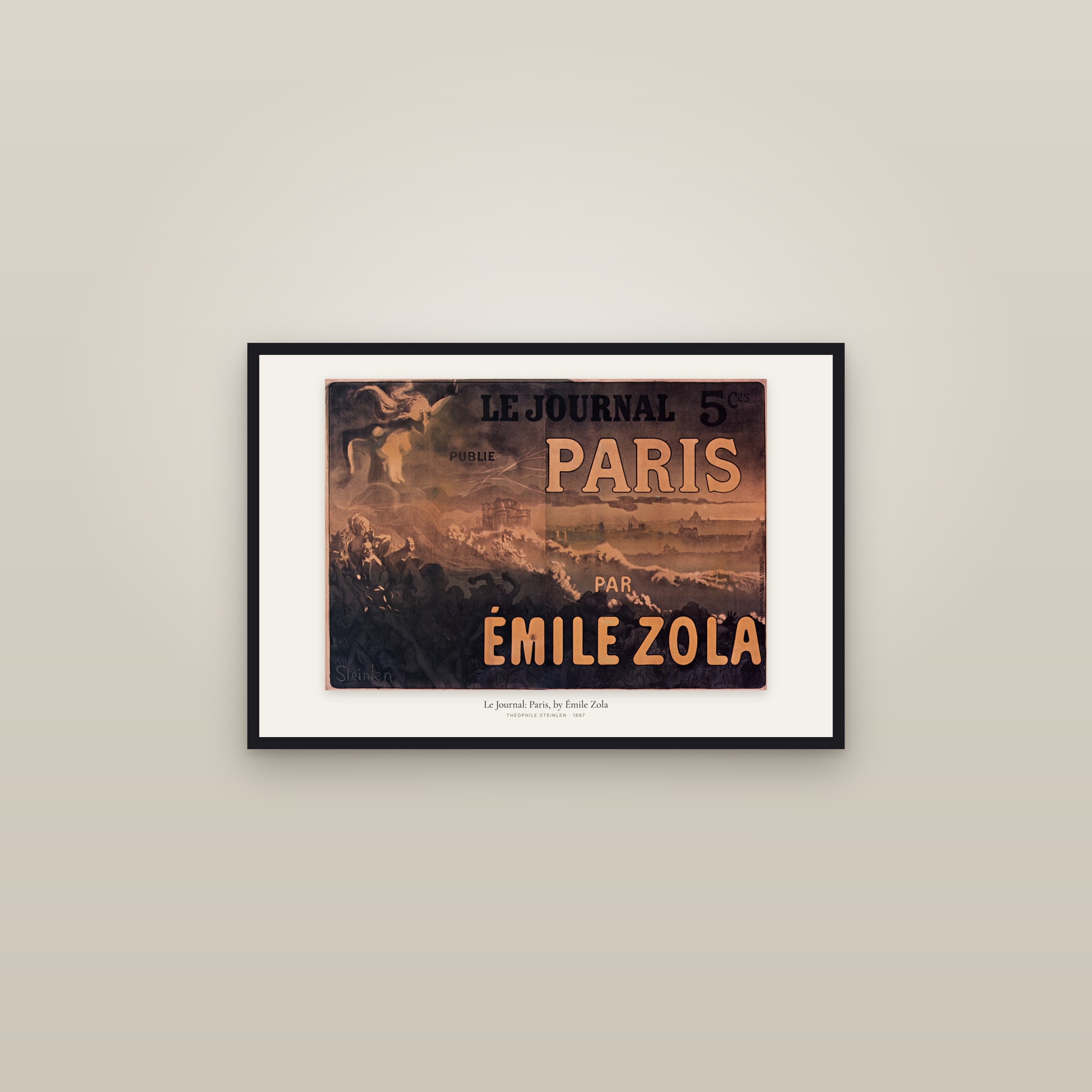 Le Journal: Paris, by Émile Zola — framed in a gallery setting