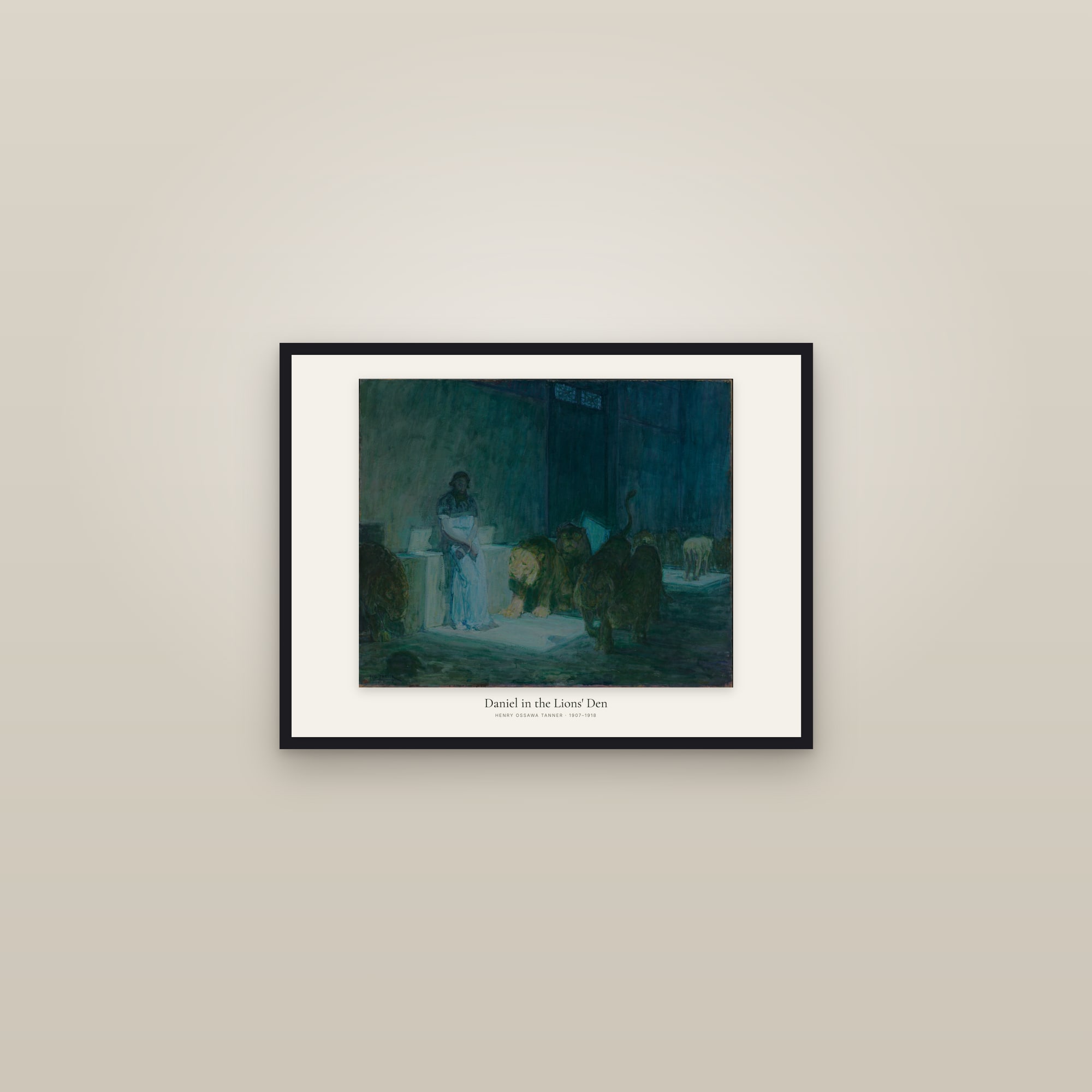 Daniel in the Lions' Den — framed in a gallery setting