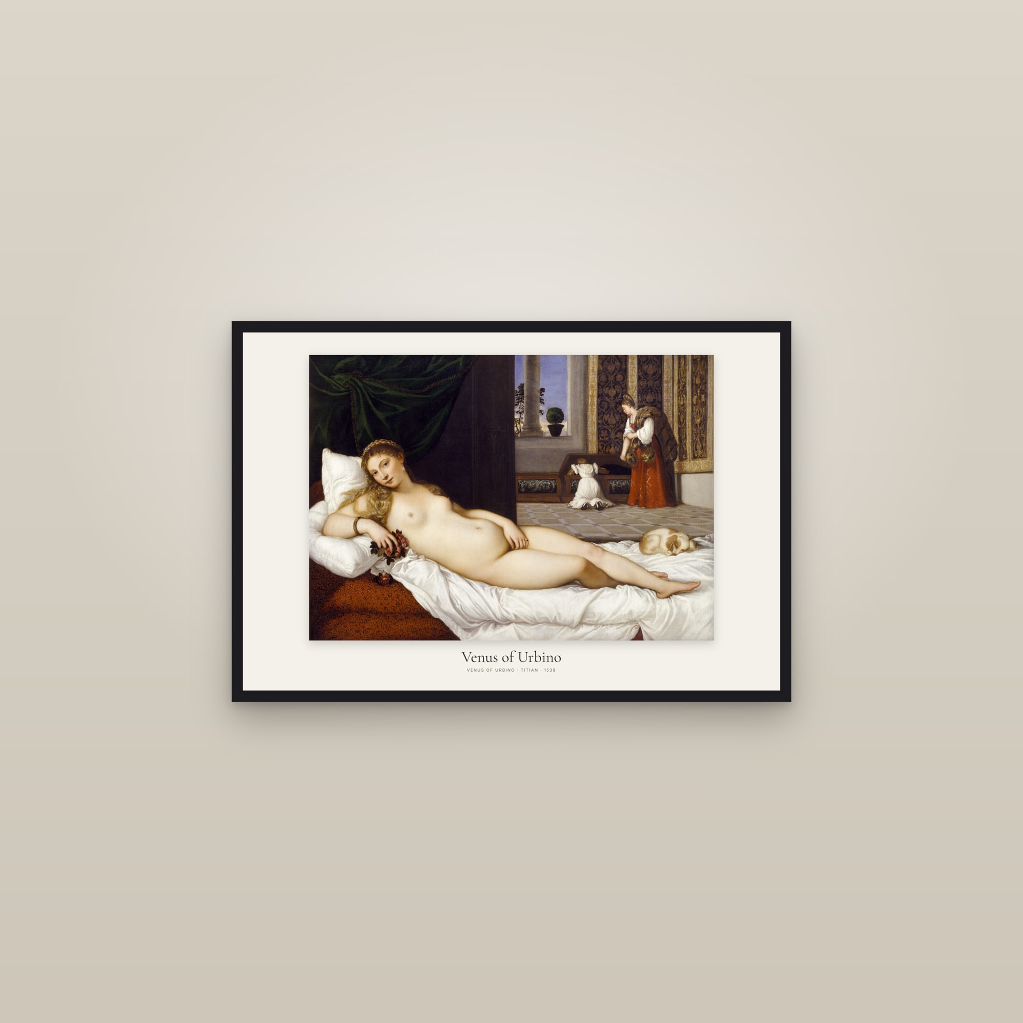 Venus of Urbino — framed in a gallery setting