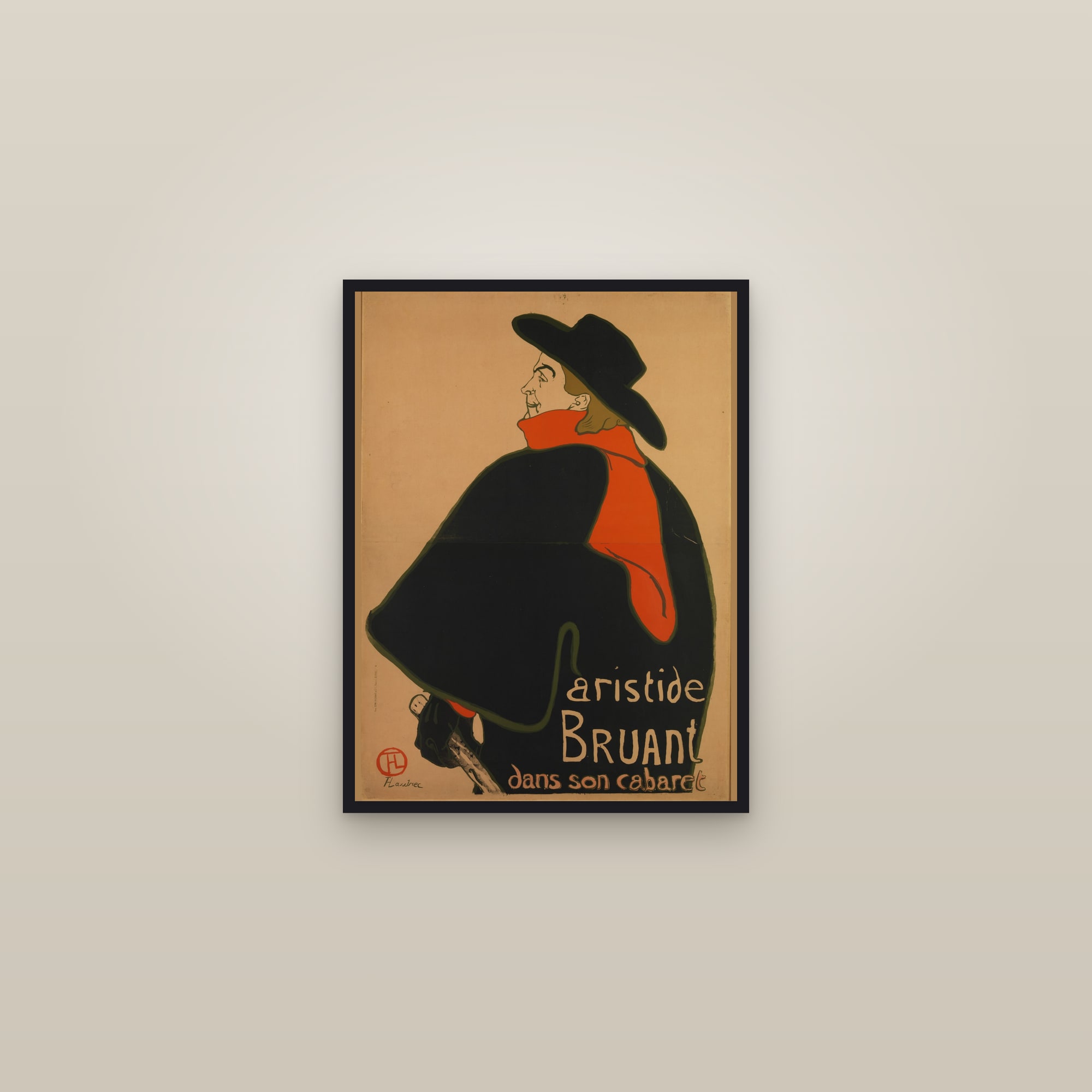 Aristide Bruant dans son cabaret (Full) — Full-Bleed Edition — framed in a gallery setting