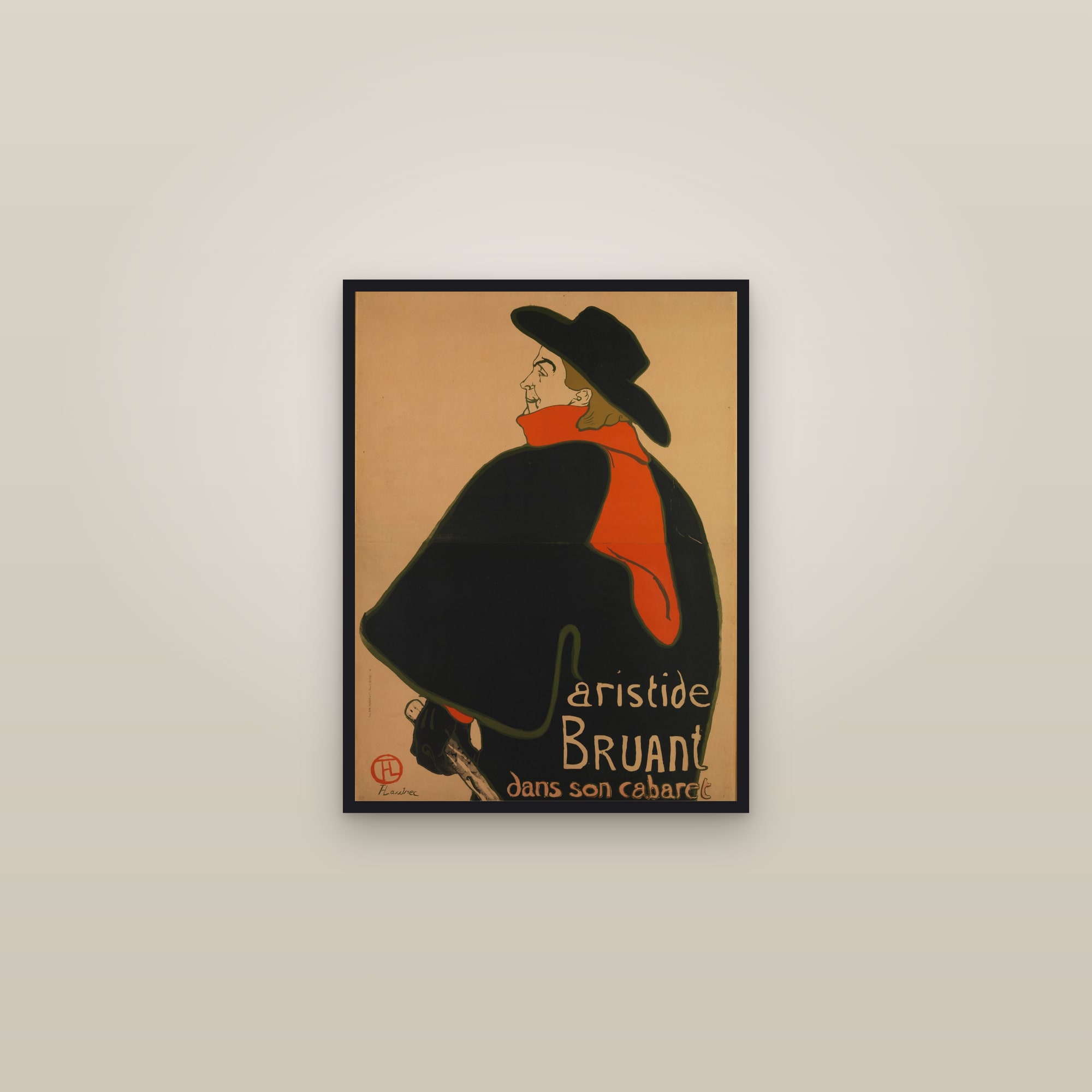 Aristide Bruant dans son cabaret (Full) — Full-Bleed Edition — framed in a gallery setting