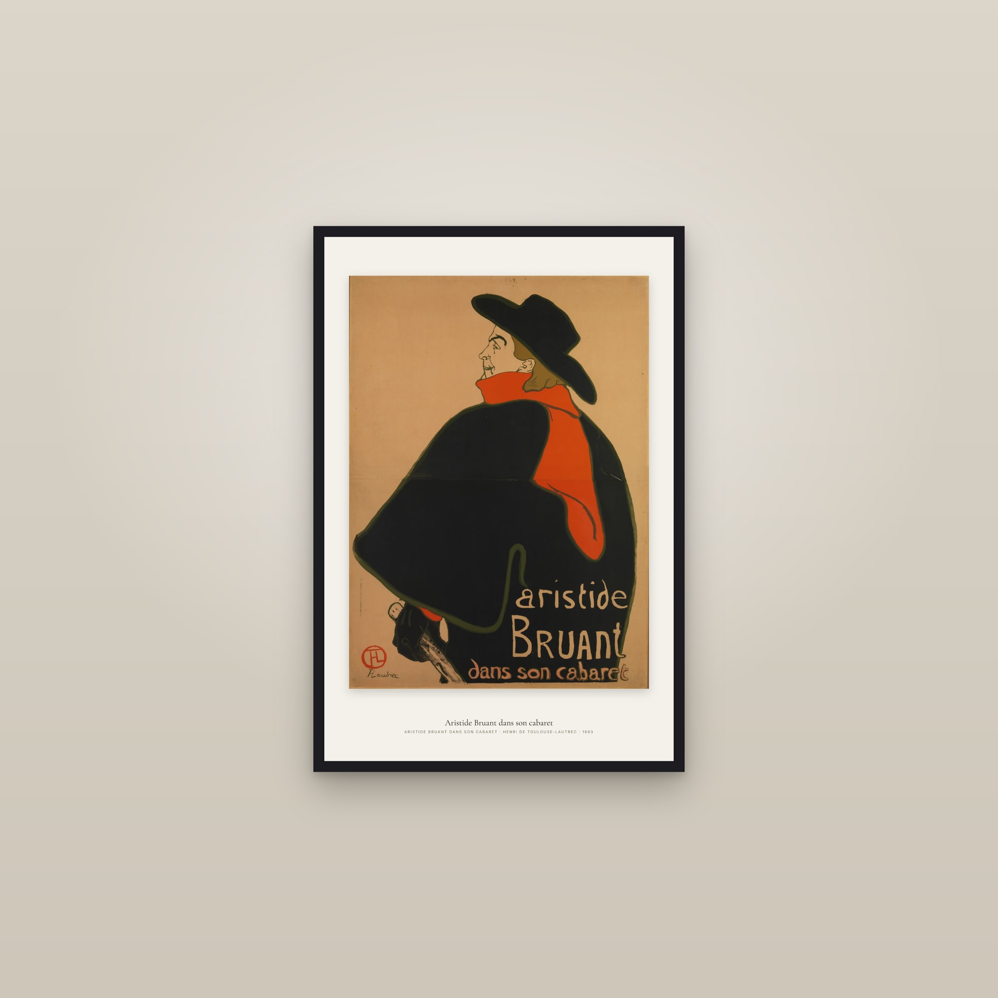 Aristide Bruant dans son cabaret — framed in a gallery setting