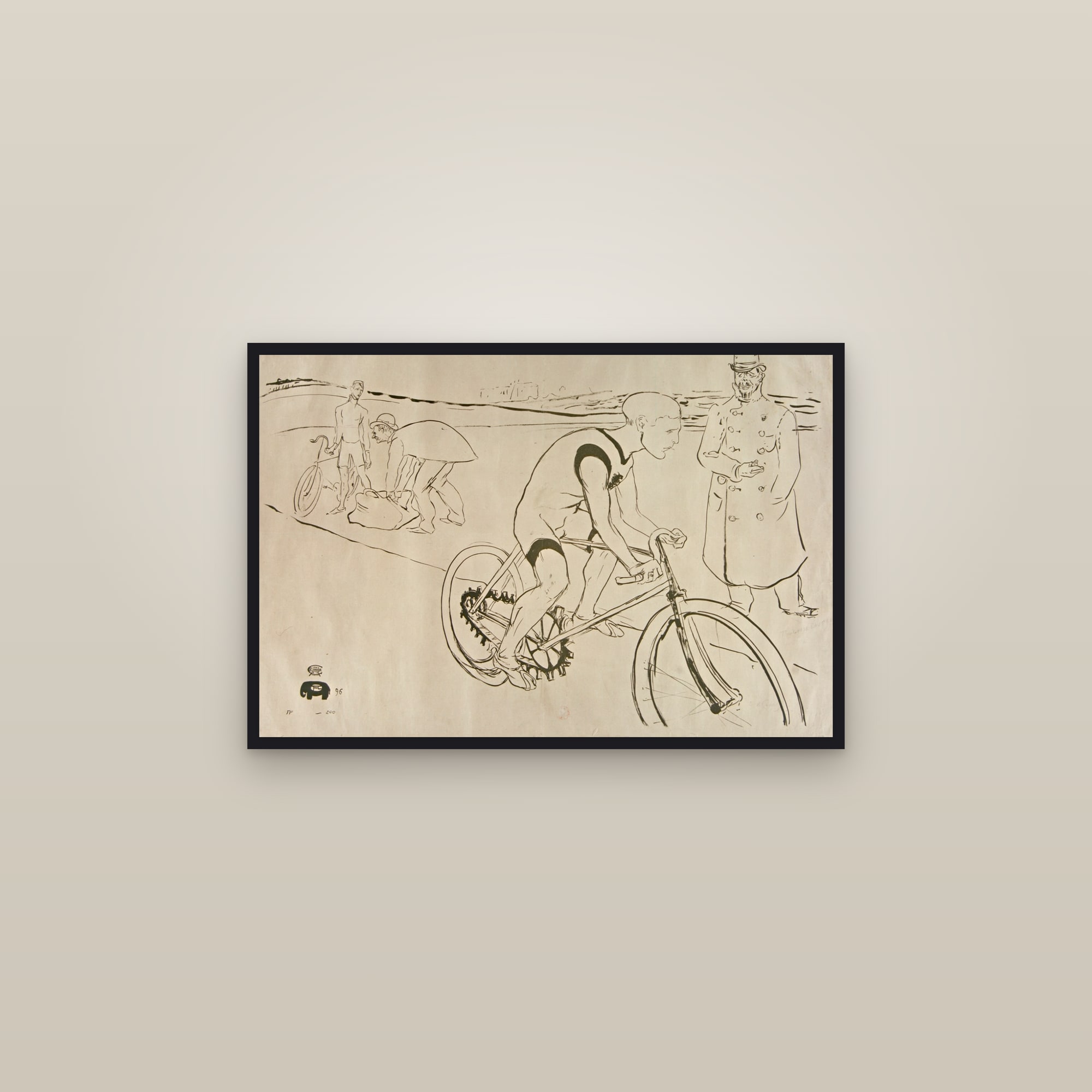 Cycle Michael (Full) — Full-Bleed Edition — framed in a gallery setting