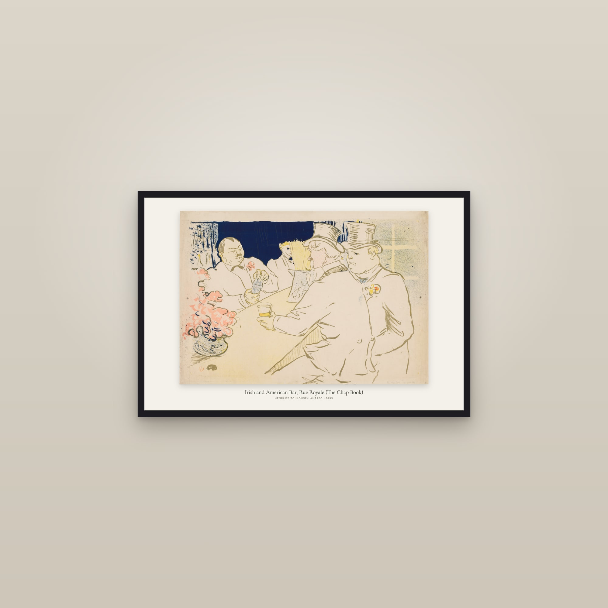 Irish and American Bar, Rue Royale (The Chap Book) — framed in a gallery setting