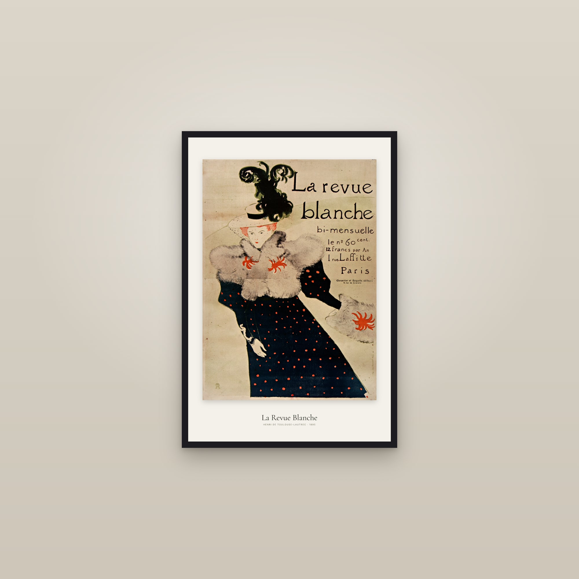 La Revue Blanche (Toulouse-Lautrec) — framed in a gallery setting