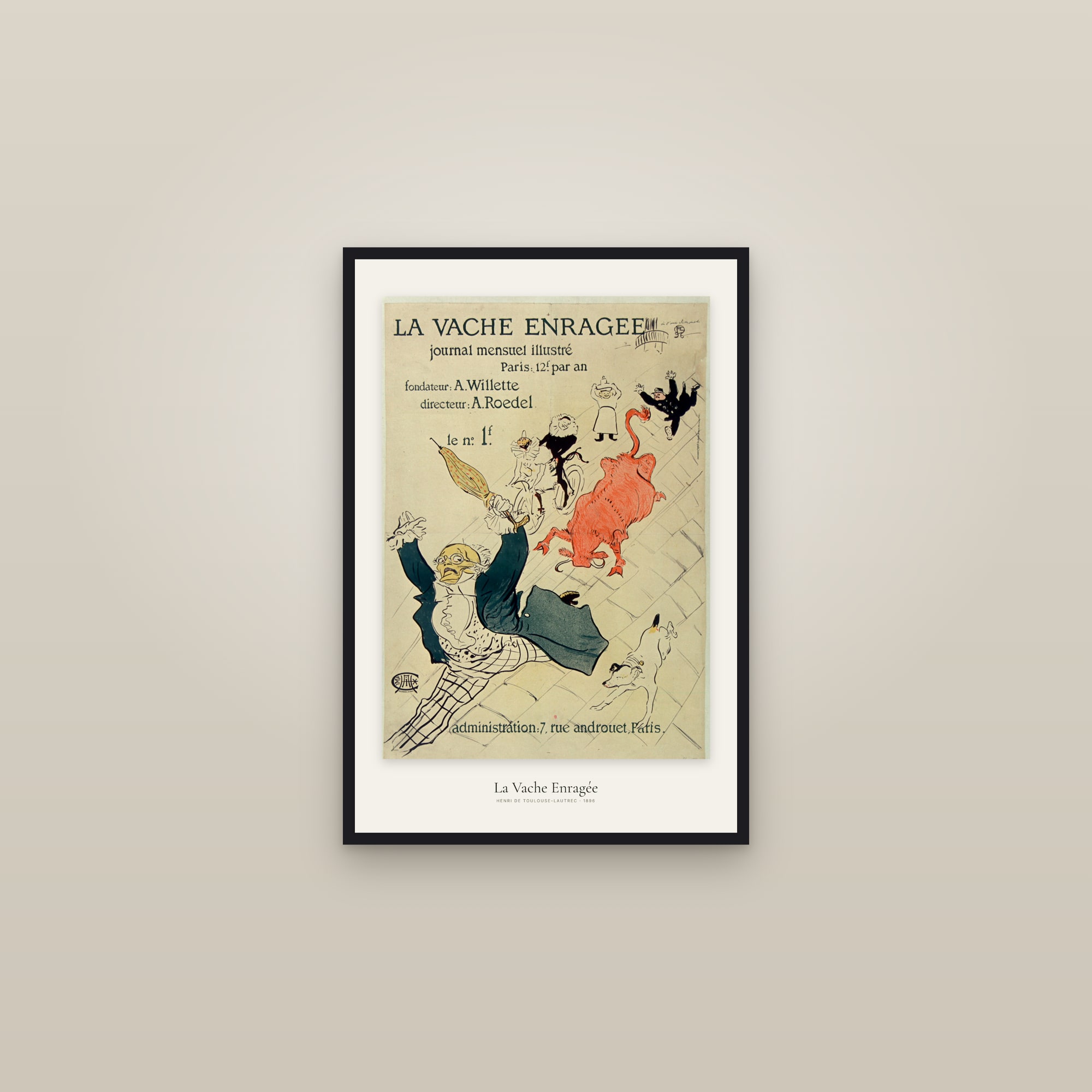 La Vache Enragée — framed in a gallery setting