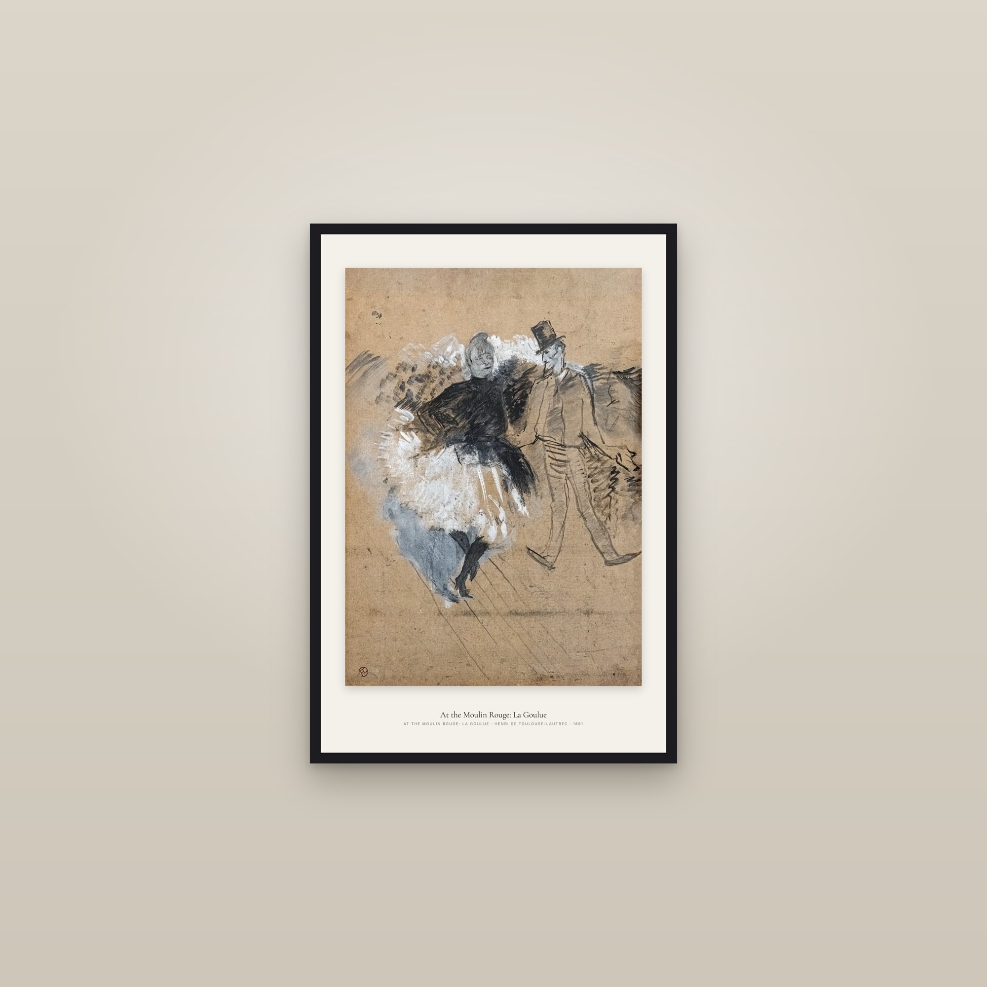At the Moulin Rouge: La Goulue — framed in a gallery setting