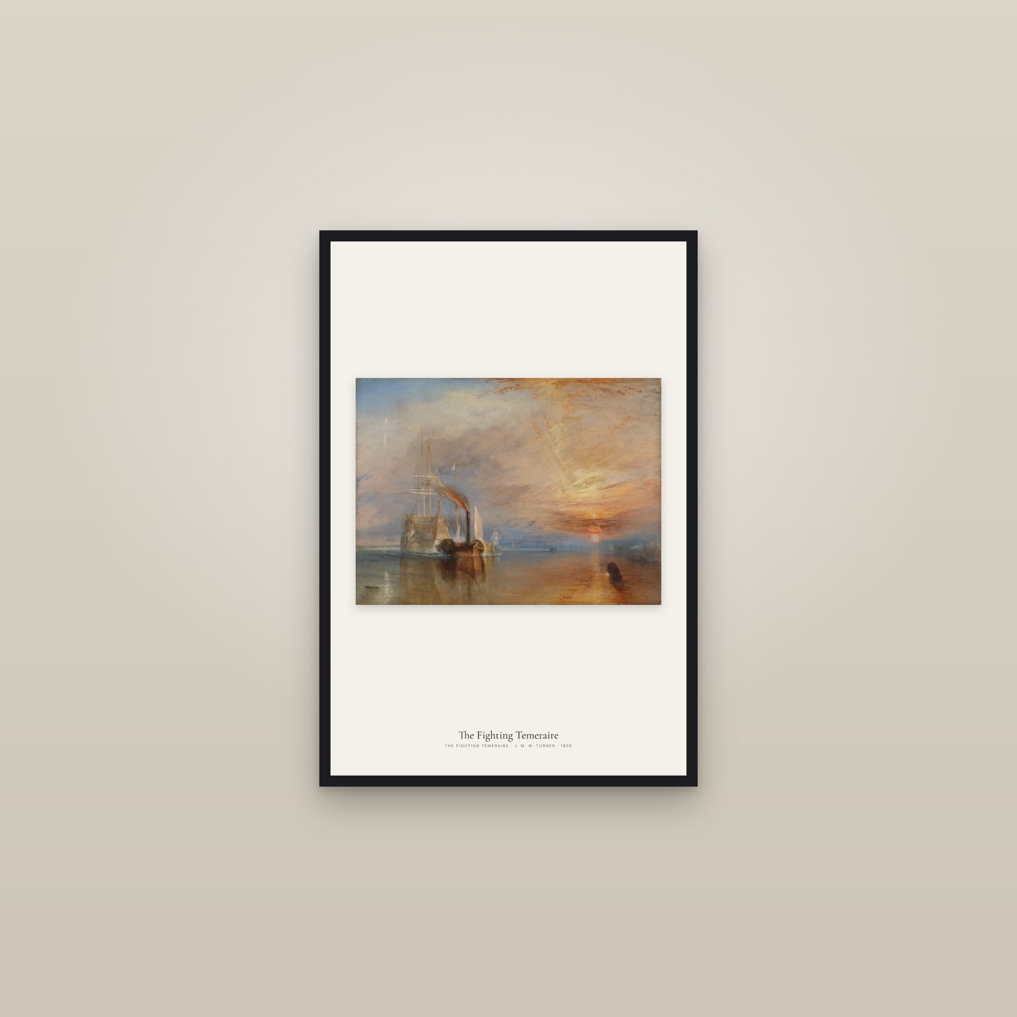The Fighting Temeraire — framed in a gallery setting