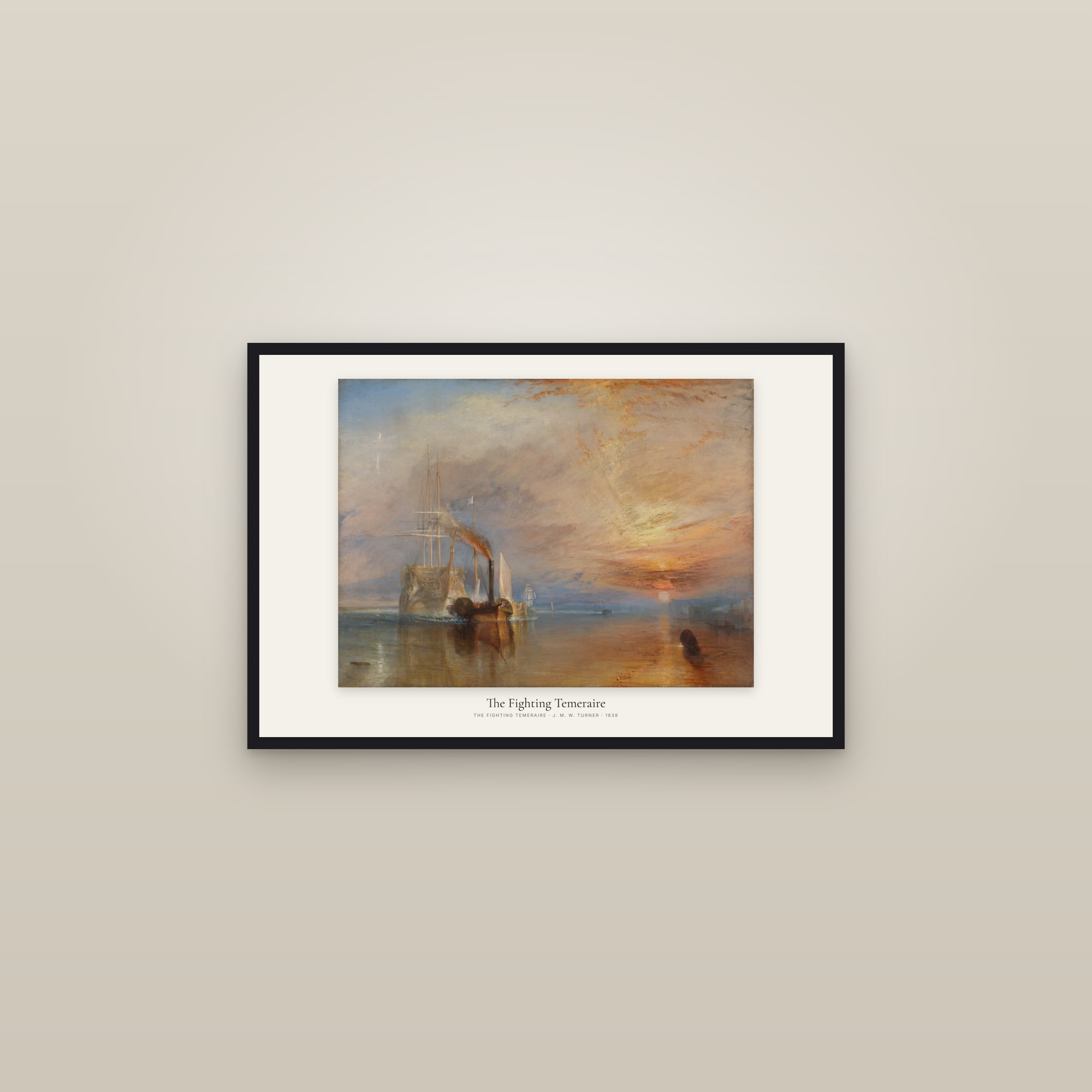 The Fighting Temeraire — framed in a gallery setting