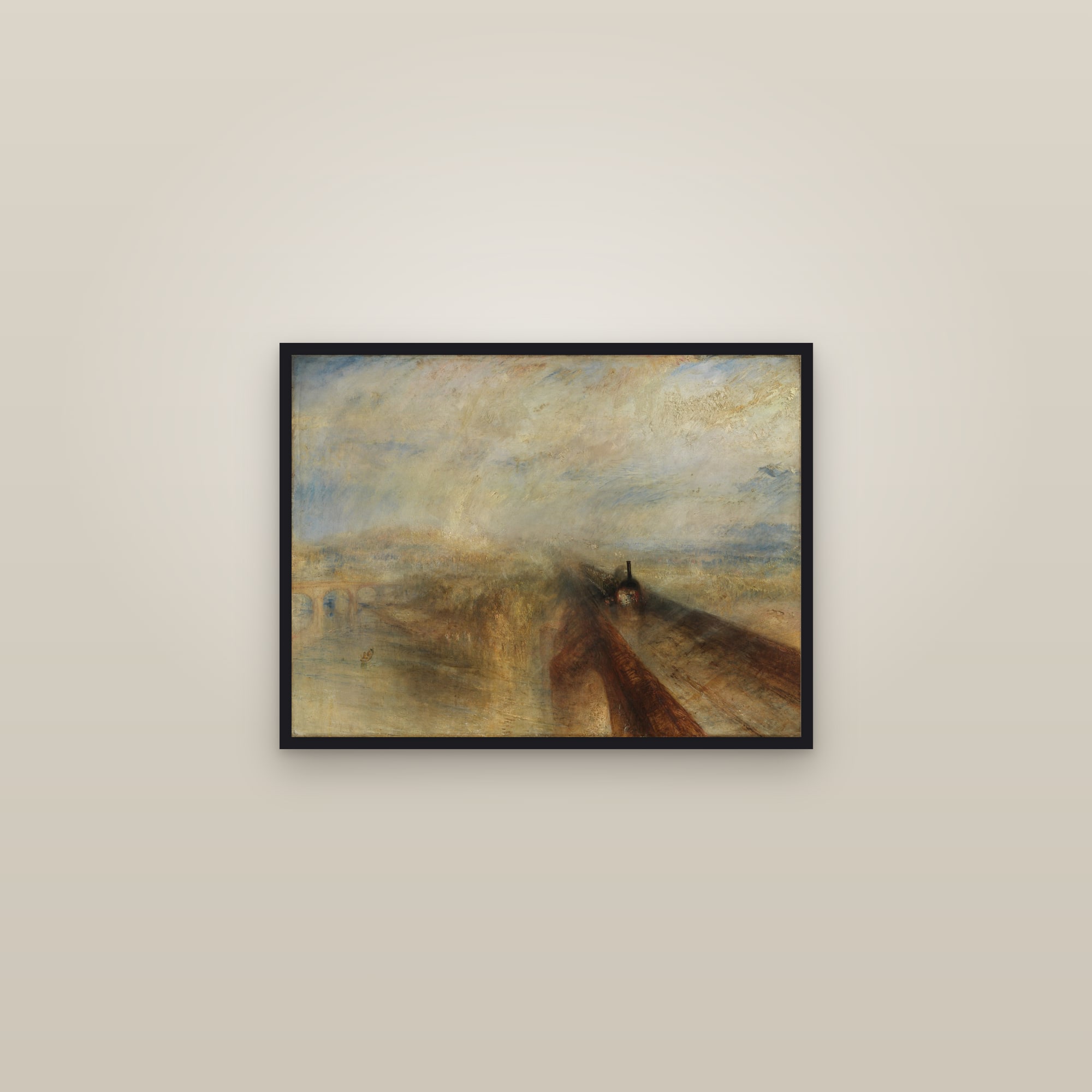 Rain, Steam and Speed – The Great Western Railway — Full-Bleed Edition — framed in a gallery setting