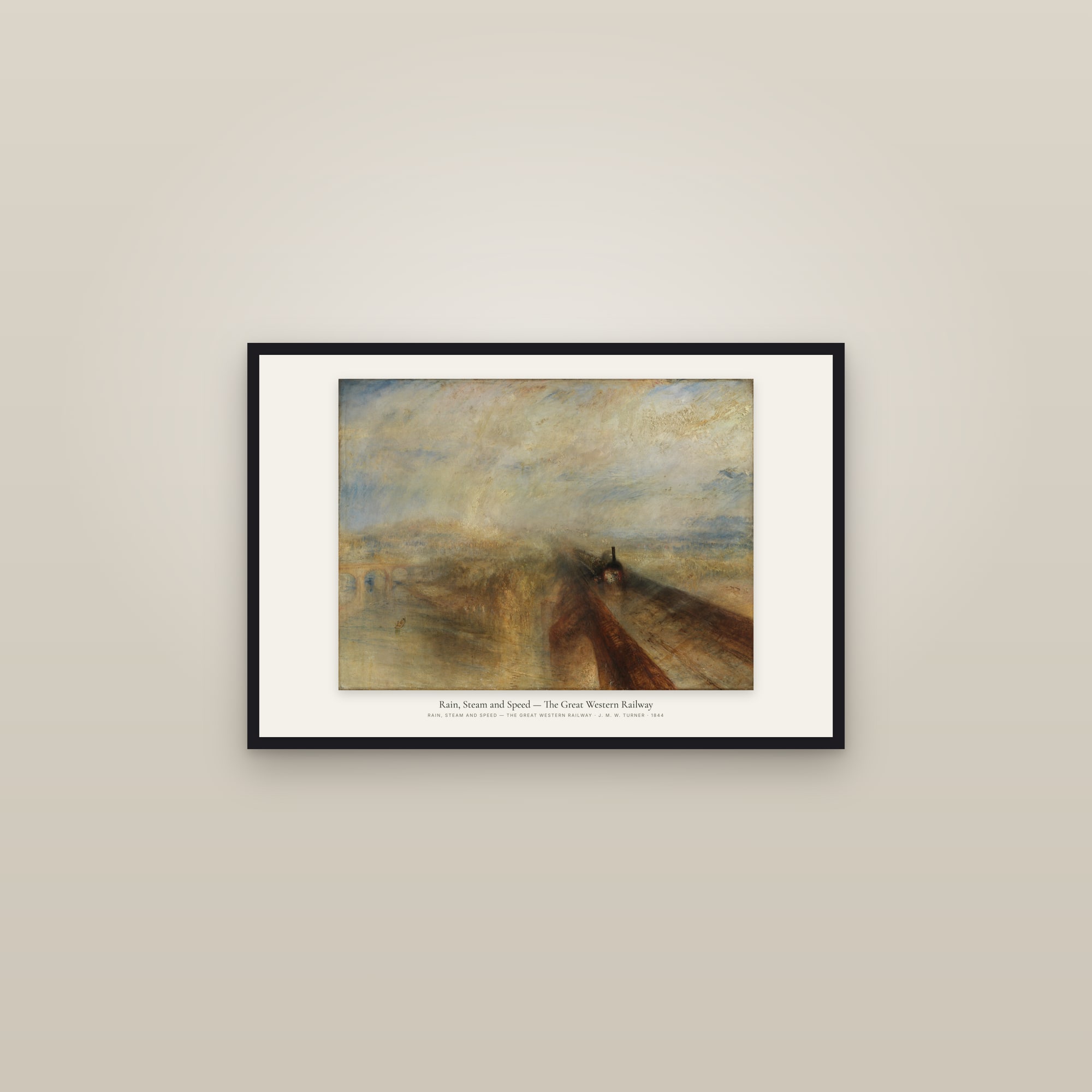 Rain, Steam and Speed — The Great Western Railway — framed in a gallery setting